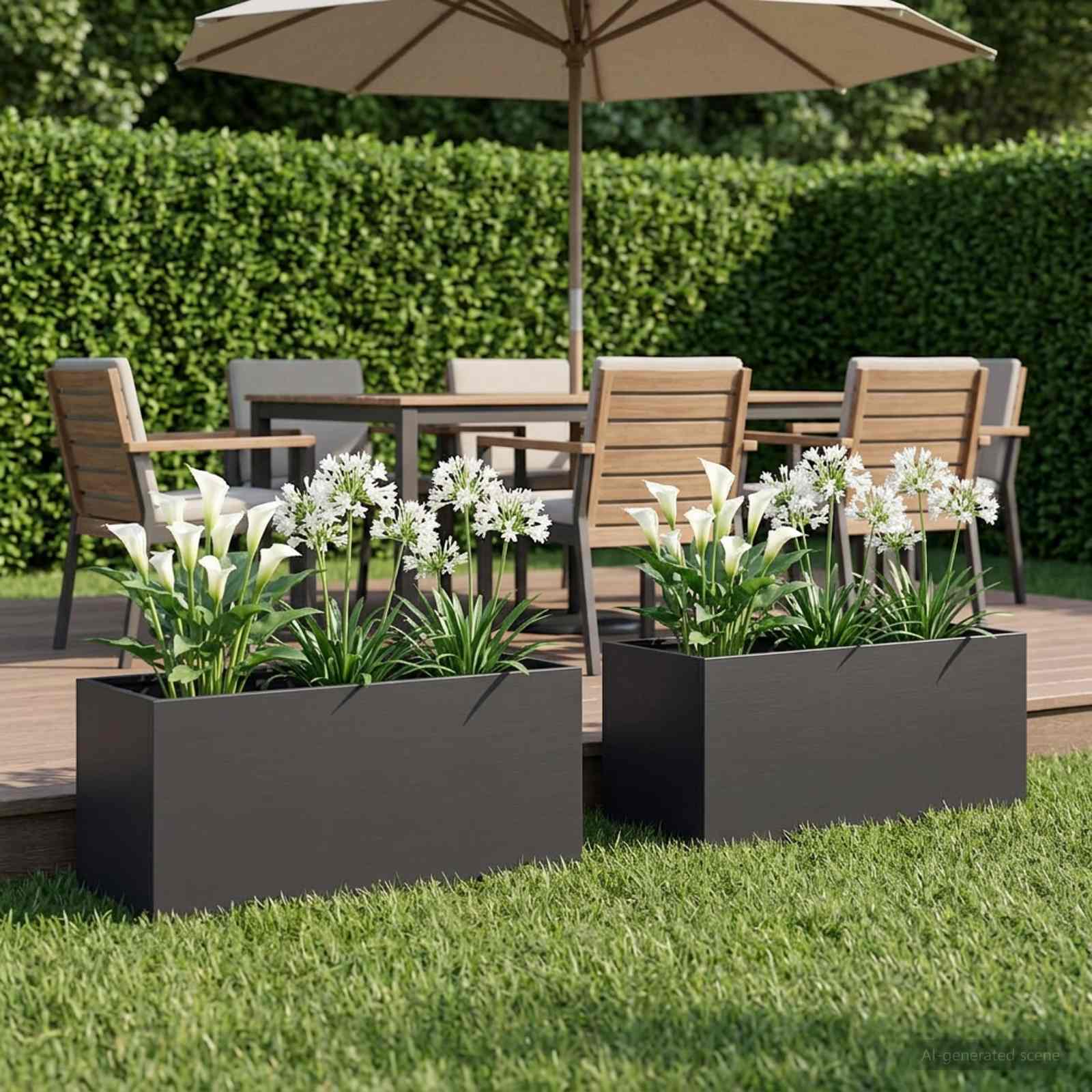 Vaso da giardino 2 pz Nero 100 x 40 x 40 cm