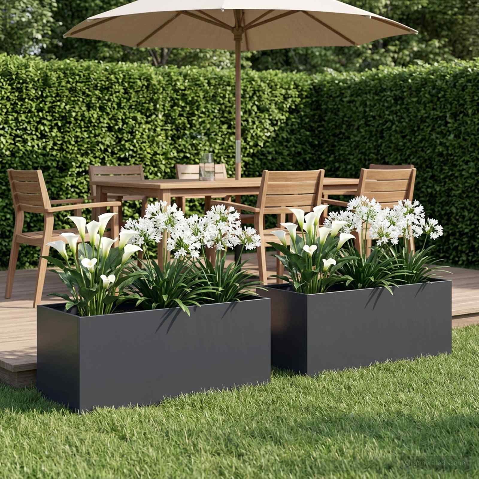 Vaso da giardino 2 pz Antracite 100 x 40 x 40 cm