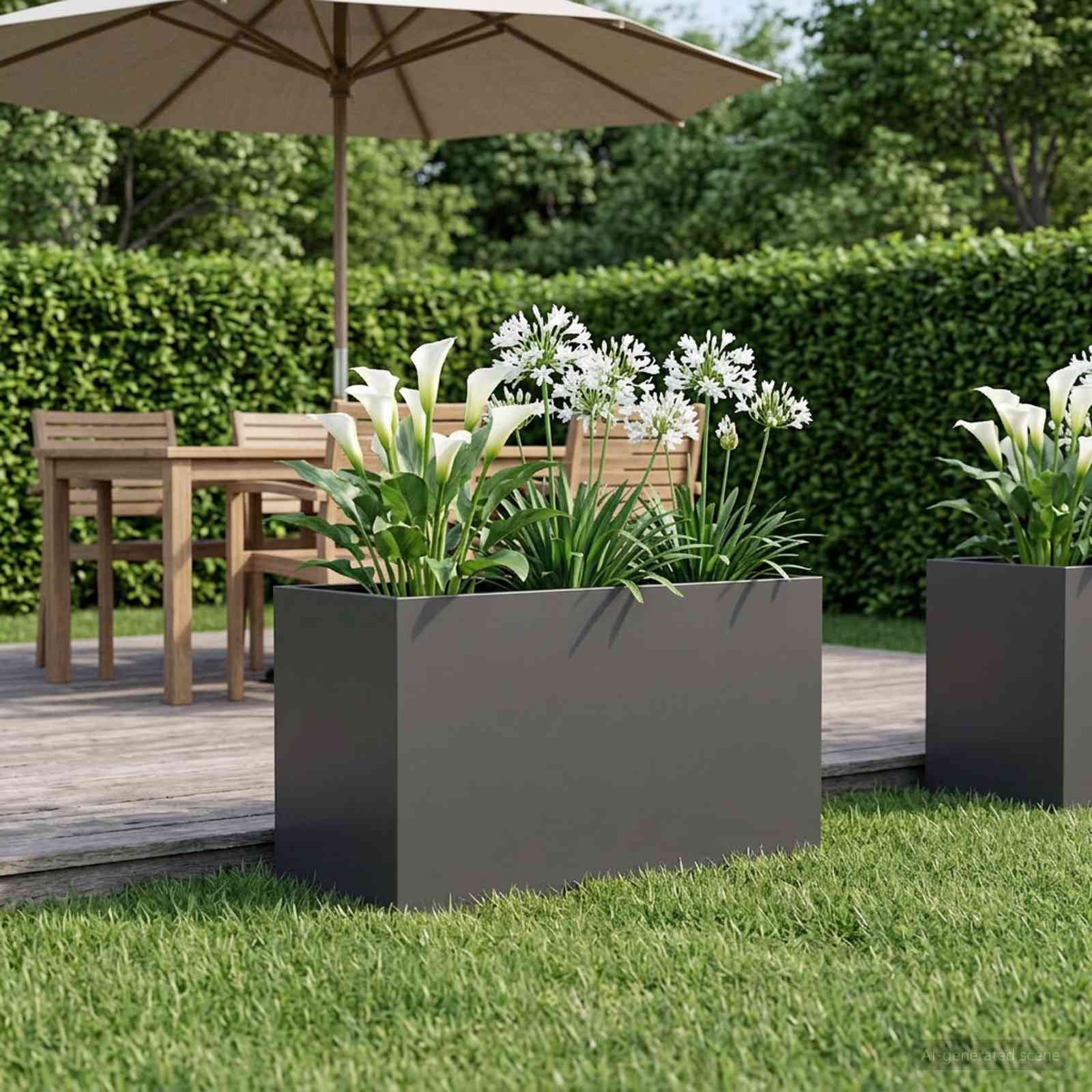 Vaso da giardino Nero 80 x 50 x 50 cm Acciaio laminato a freddo