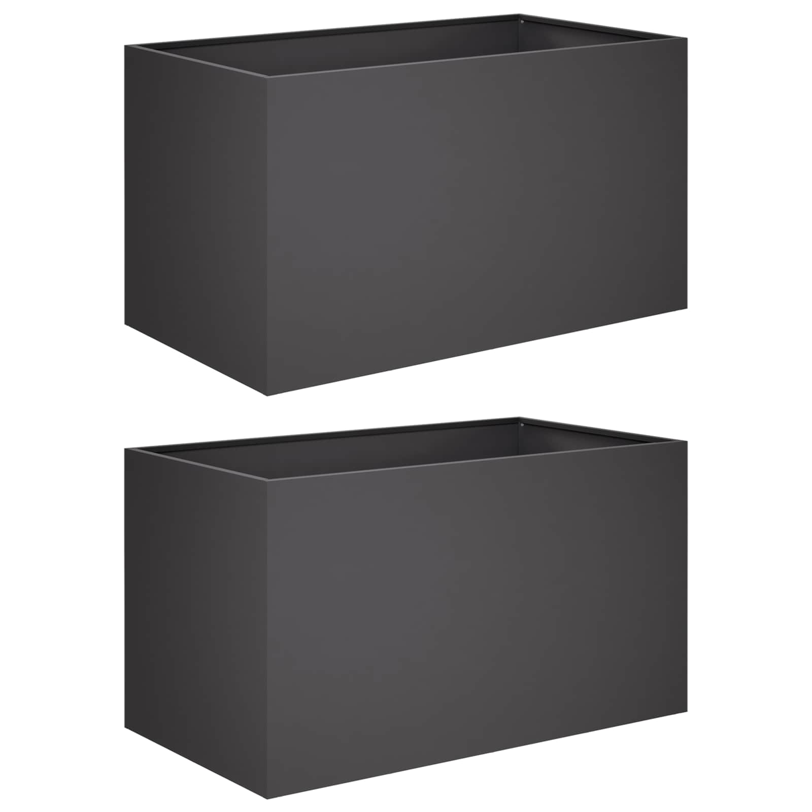 Vaso da giardino 2 pz Nero 80 x 50 x 50 cm