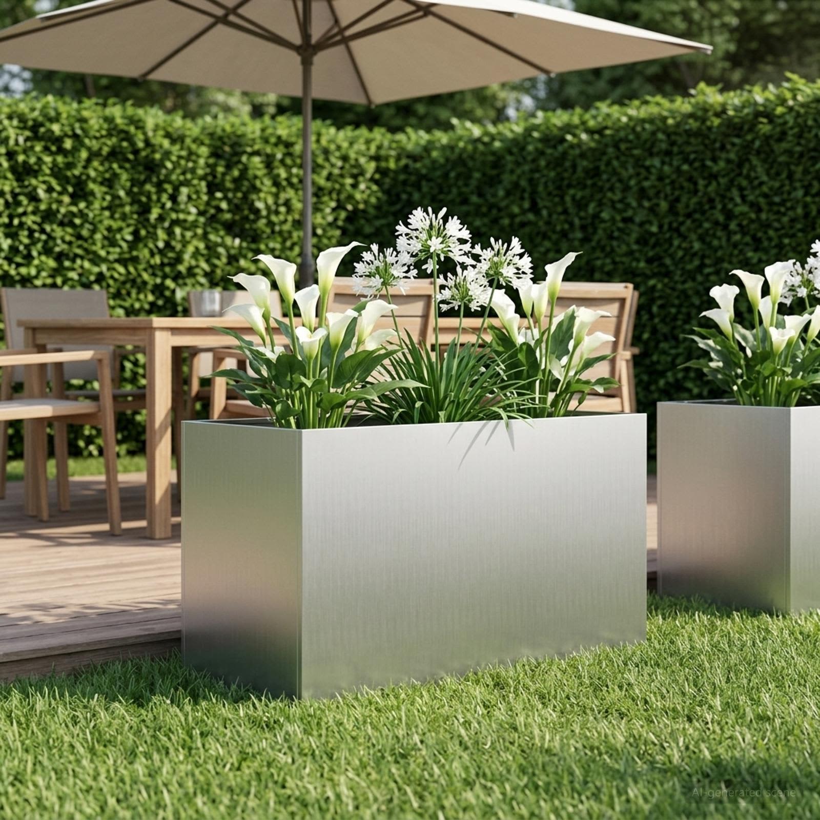 Vaso da giardino Argento 80 x 50 x 50 cm Acciaio zincato