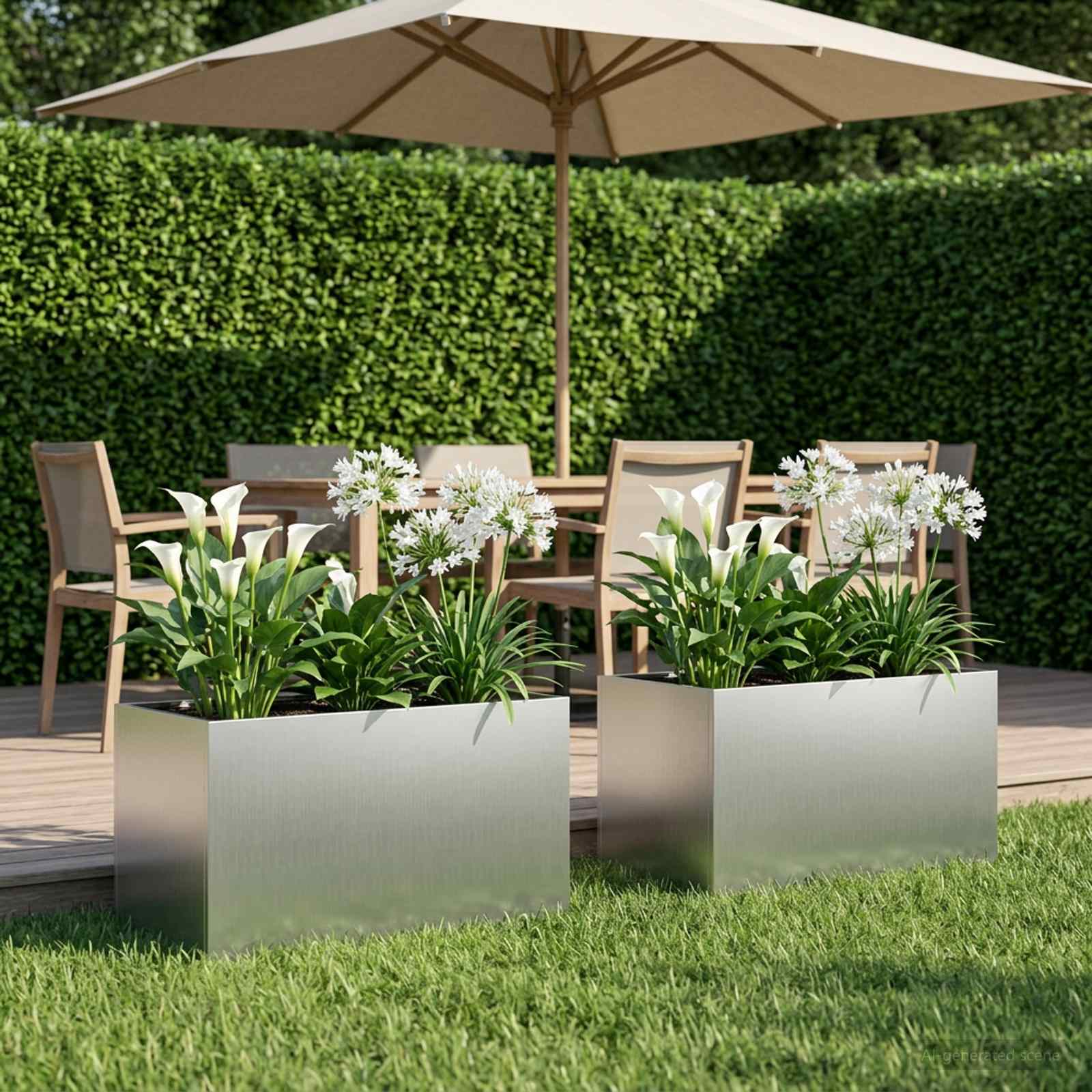 Vaso da giardino 2 pz Argento 80 x 50 x 50 cm Acciaio zincato