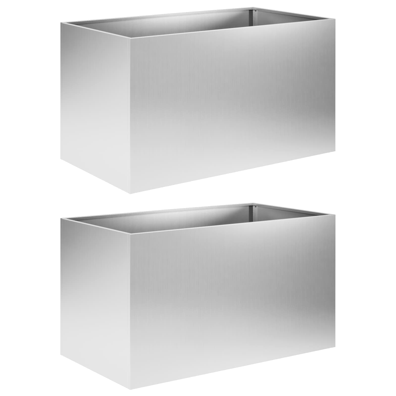 Vaso da giardino 2 pz Argento 80 x 50 x 50 cm Acciaio zincato