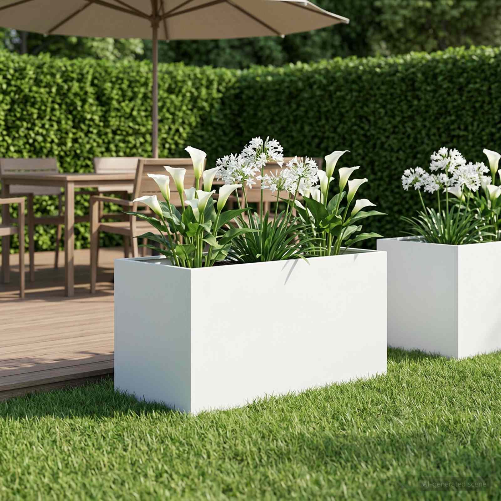 Vaso da giardino Bianco 100 x 50 x 50 cm