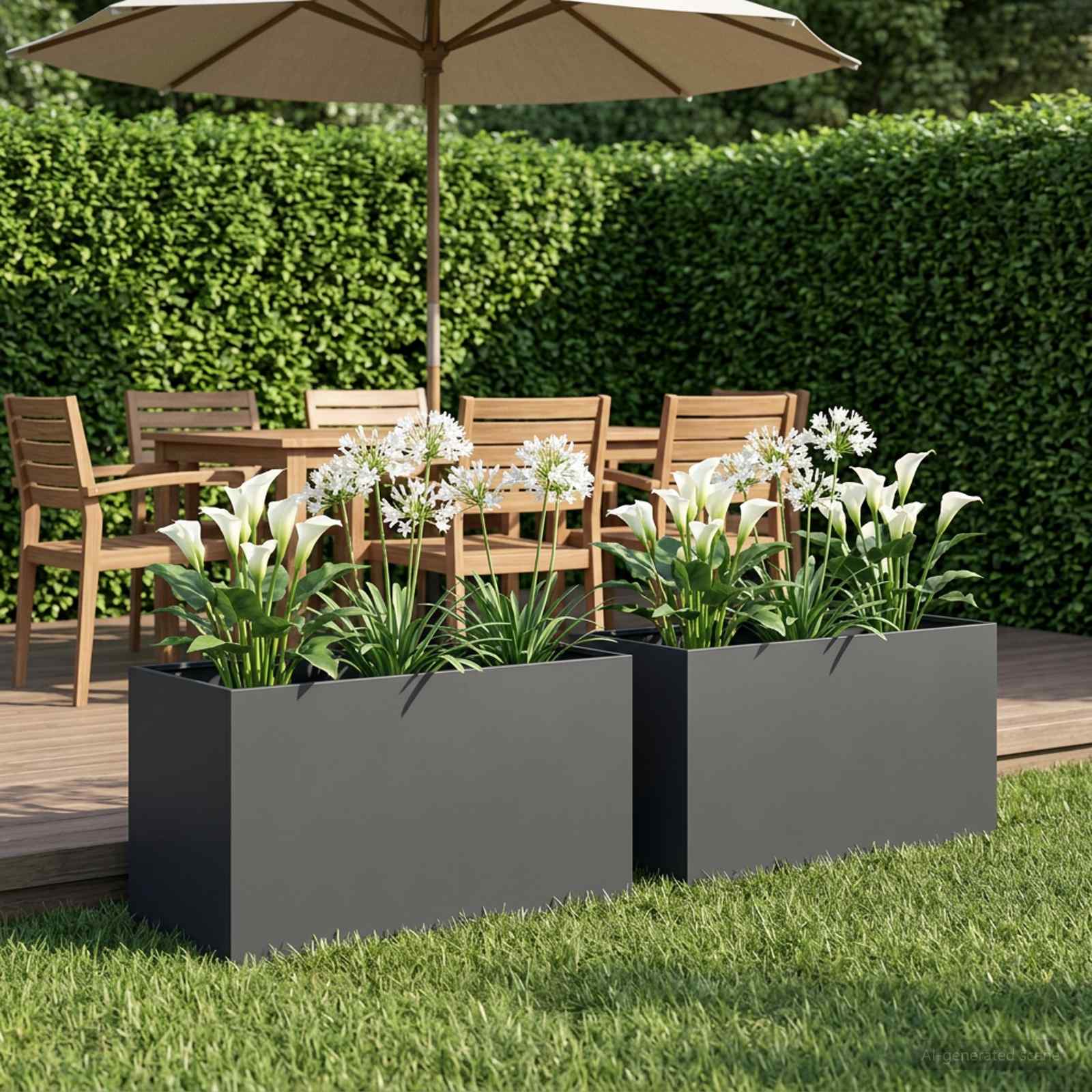 Vaso da giardino 2 pz Antracite 100 x 50 x 50 cm