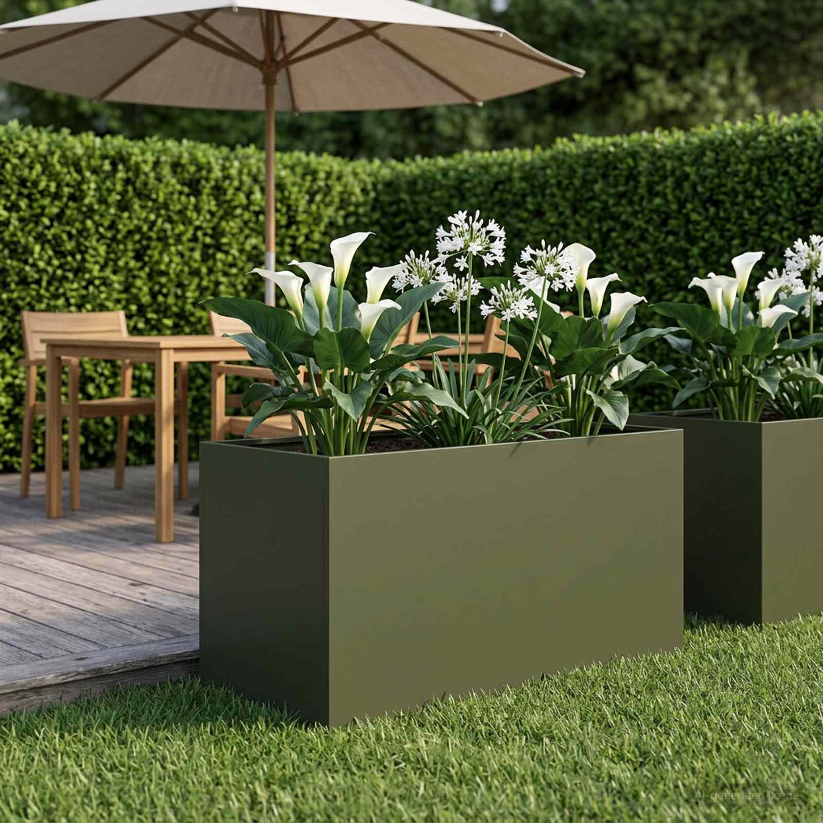Vaso da giardino Verde Oliva 100 x 50 x 50 cm