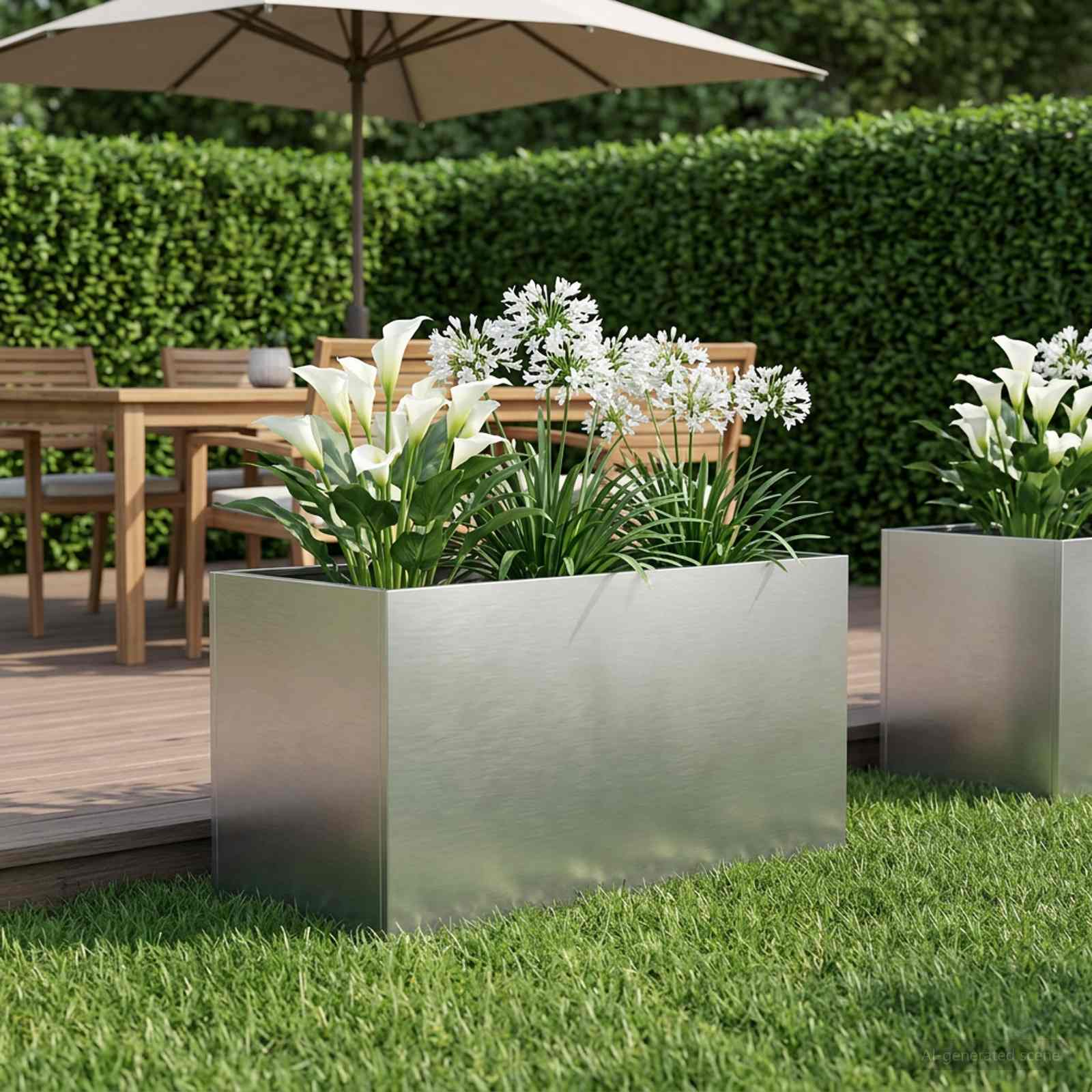 Vaso da giardino Argento 100 x 50 x 50 cm Acciaio Inox