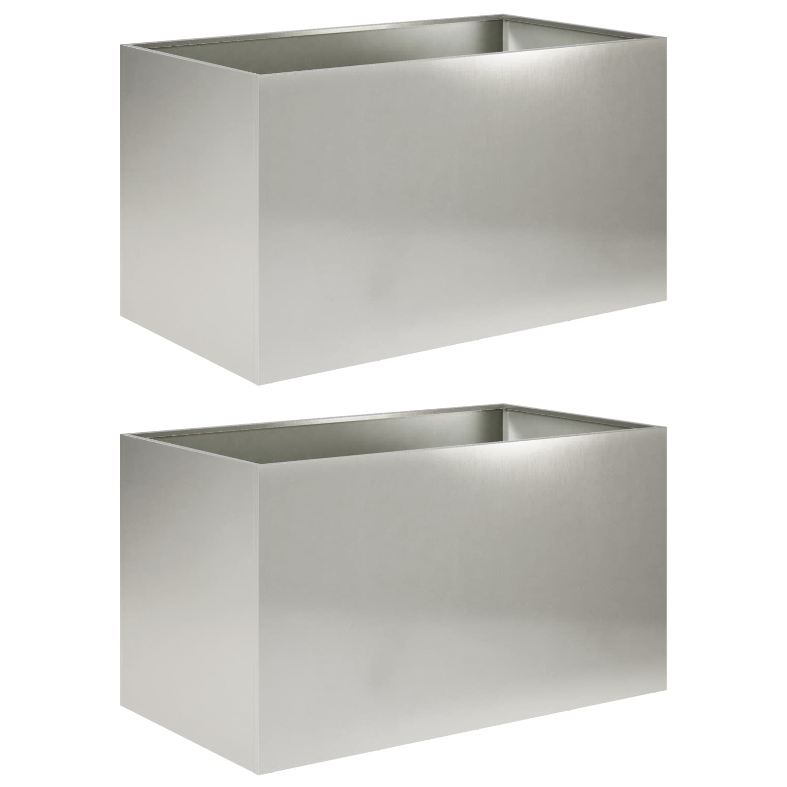 Vaso da giardino 2 pz Argento 100 x 50 x 50 cm Acciaio Inox
