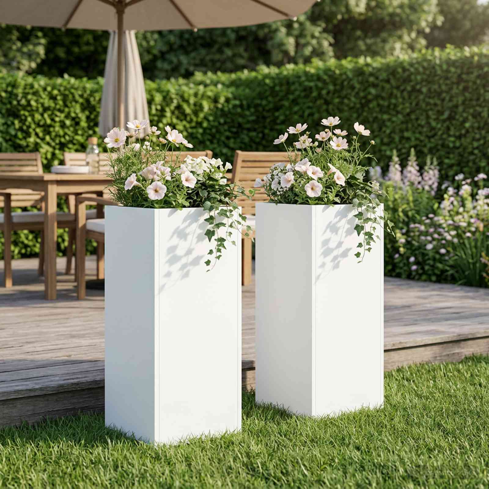 Vaso da giardino 2 pz Bianco 20 x 20 x 40 cm