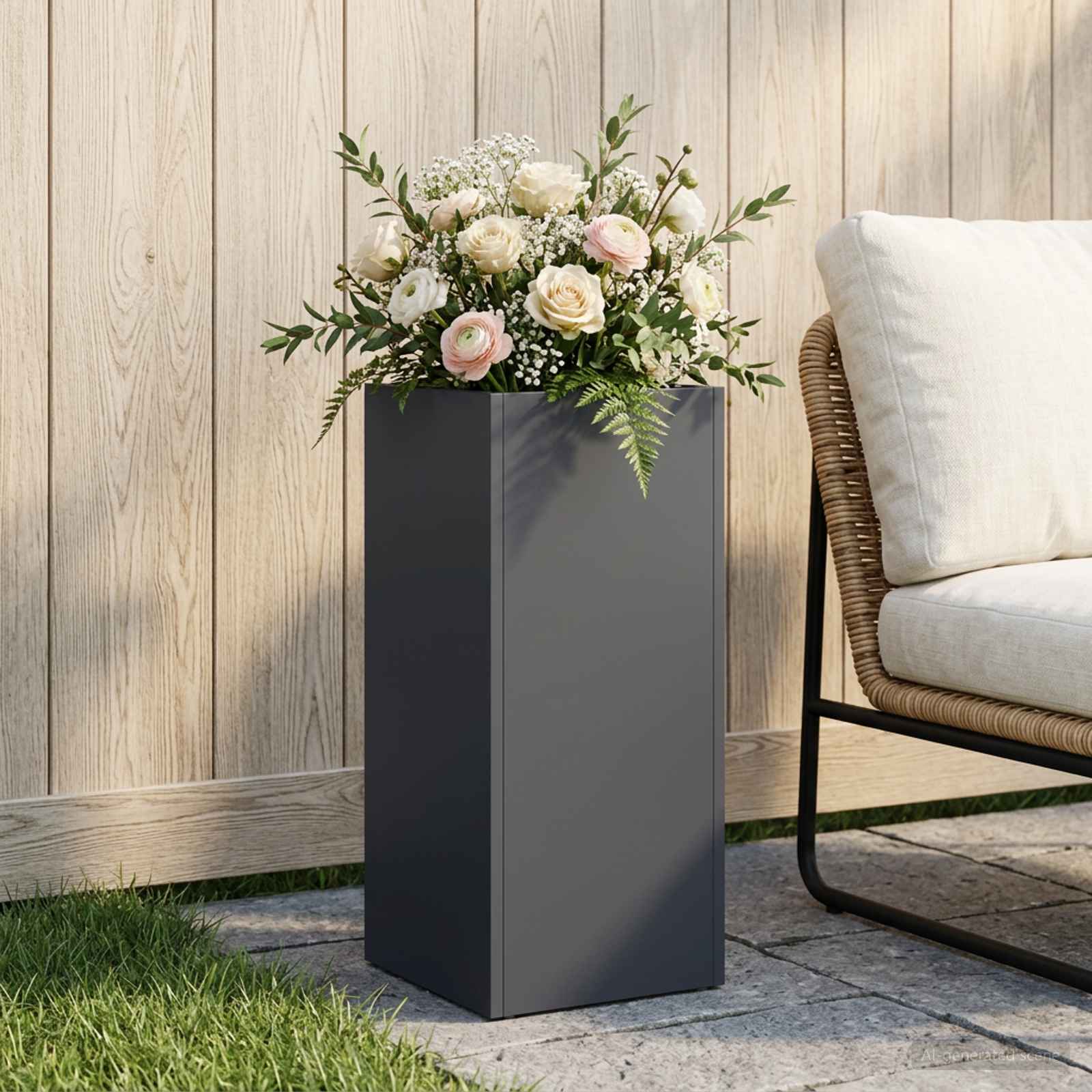 Vaso da giardino Antracite 20 x 20 x 40 cm