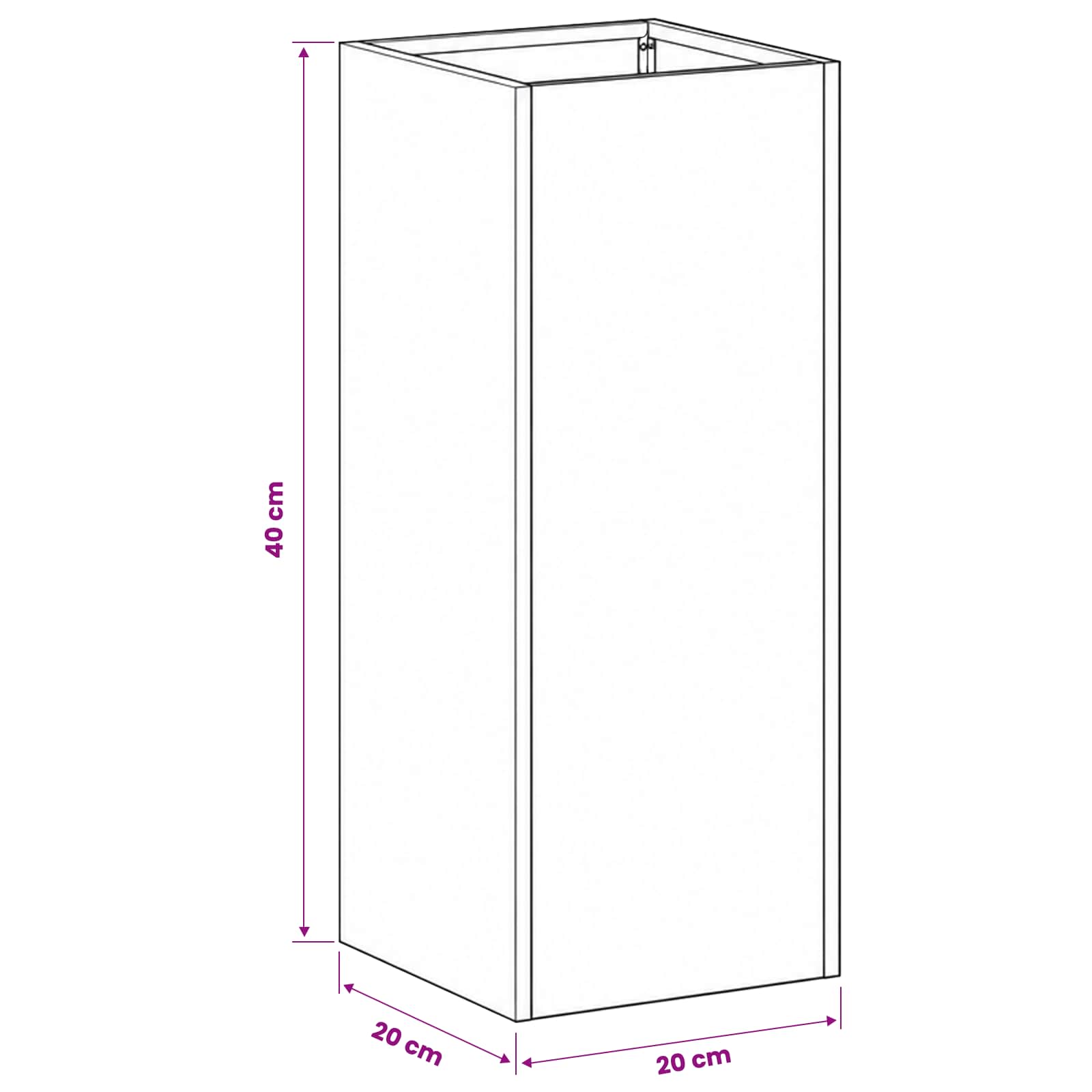 Vaso da giardino Antracite 20 x 20 x 40 cm