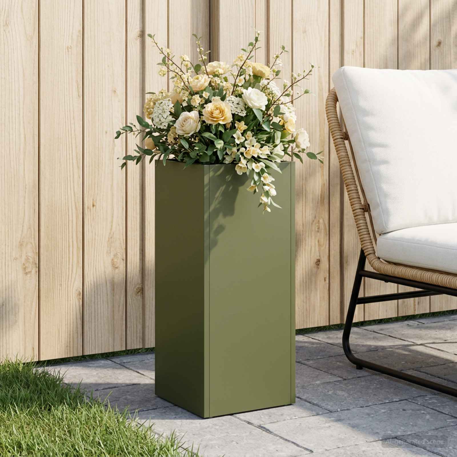 Vaso da giardino Verde Oliva 20 x 20 x 40 cm