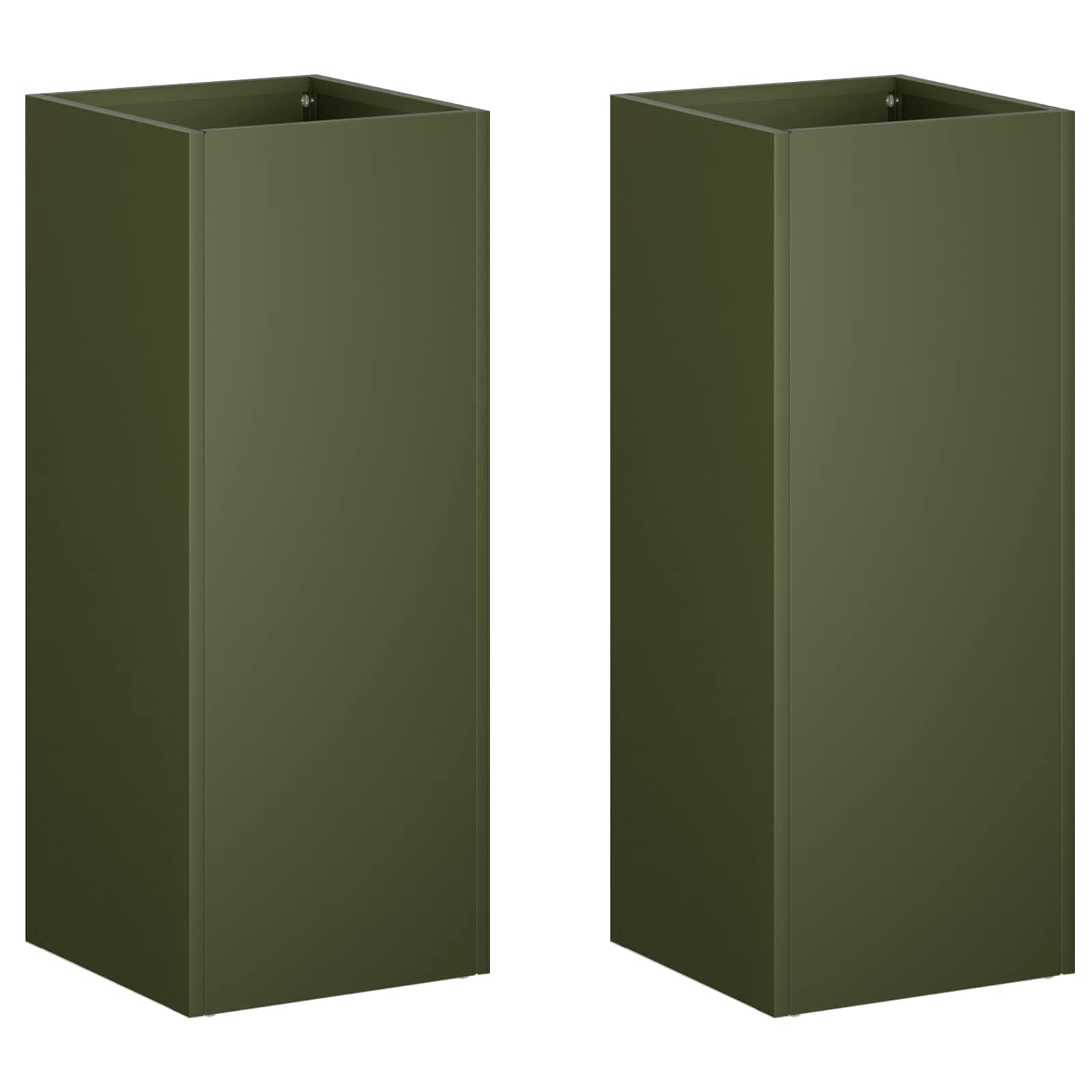 Vaso da giardino 2 pz Verde Oliva 20 x 20 x 40 cm