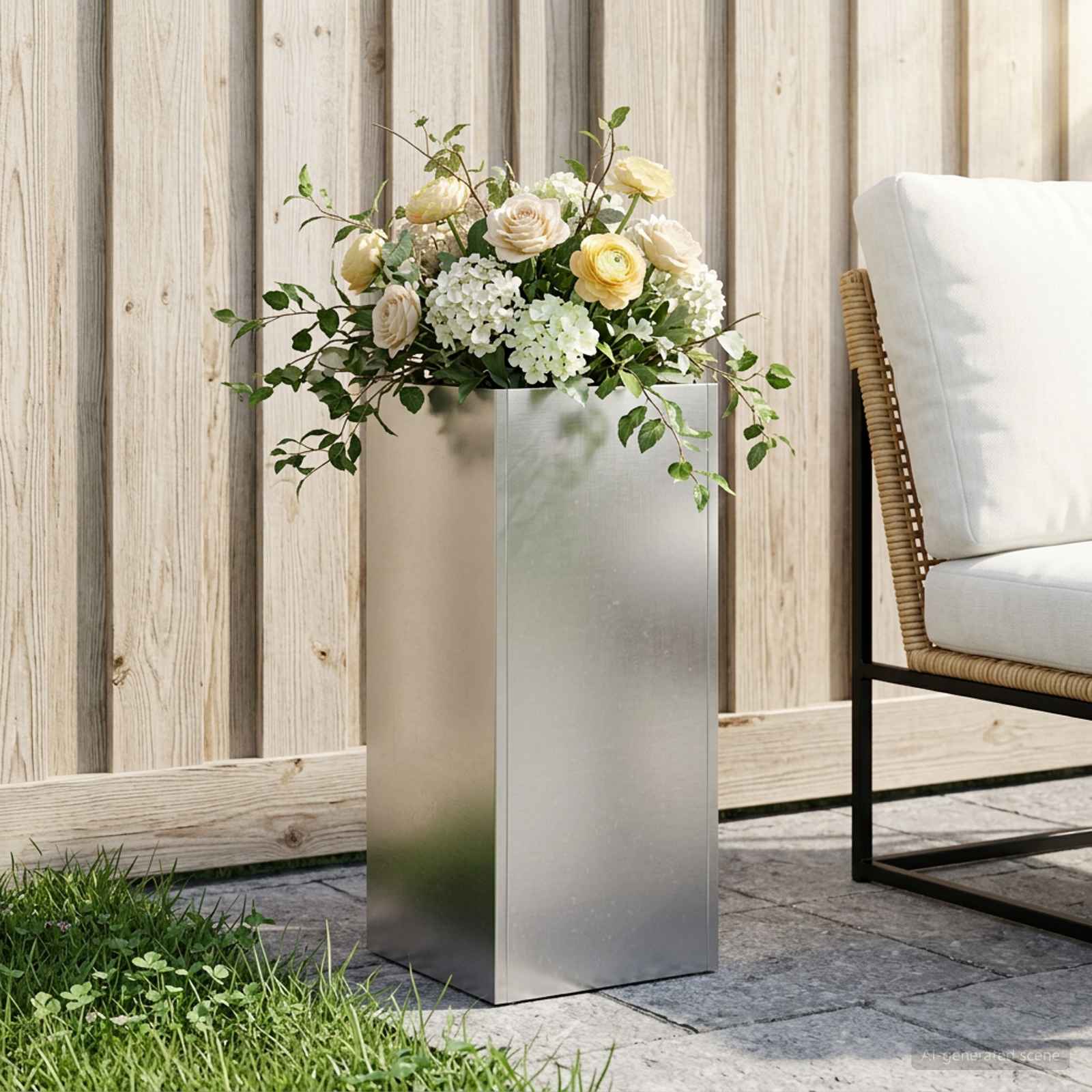 Vaso da giardino Argento 20 x 20 x 40 cm Acciaio Inox