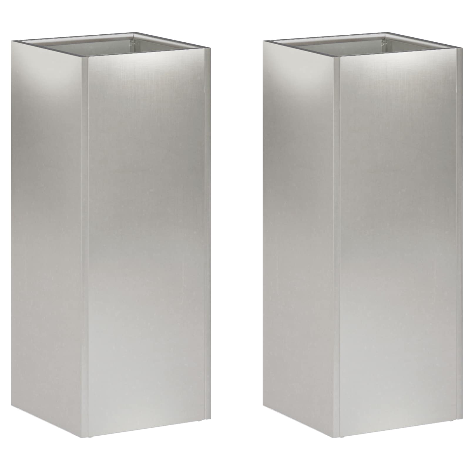 Vaso da giardino 2 pz Argento 20 x 20 x 40 cm Acciaio Inox