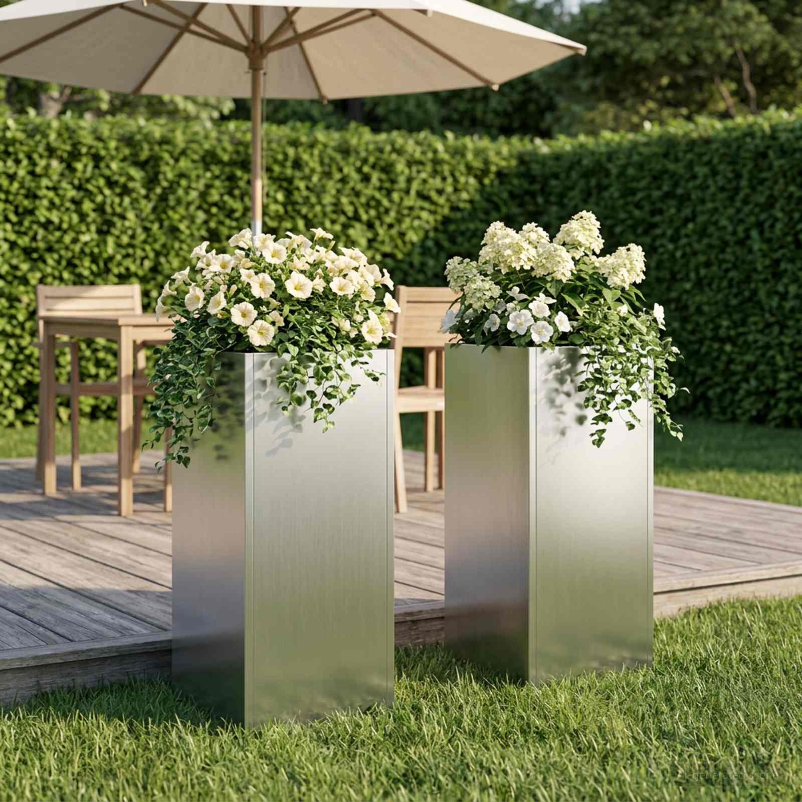 Vaso da giardino 2 pz Argento 20 x 20 x 40 cm Acciaio zincato