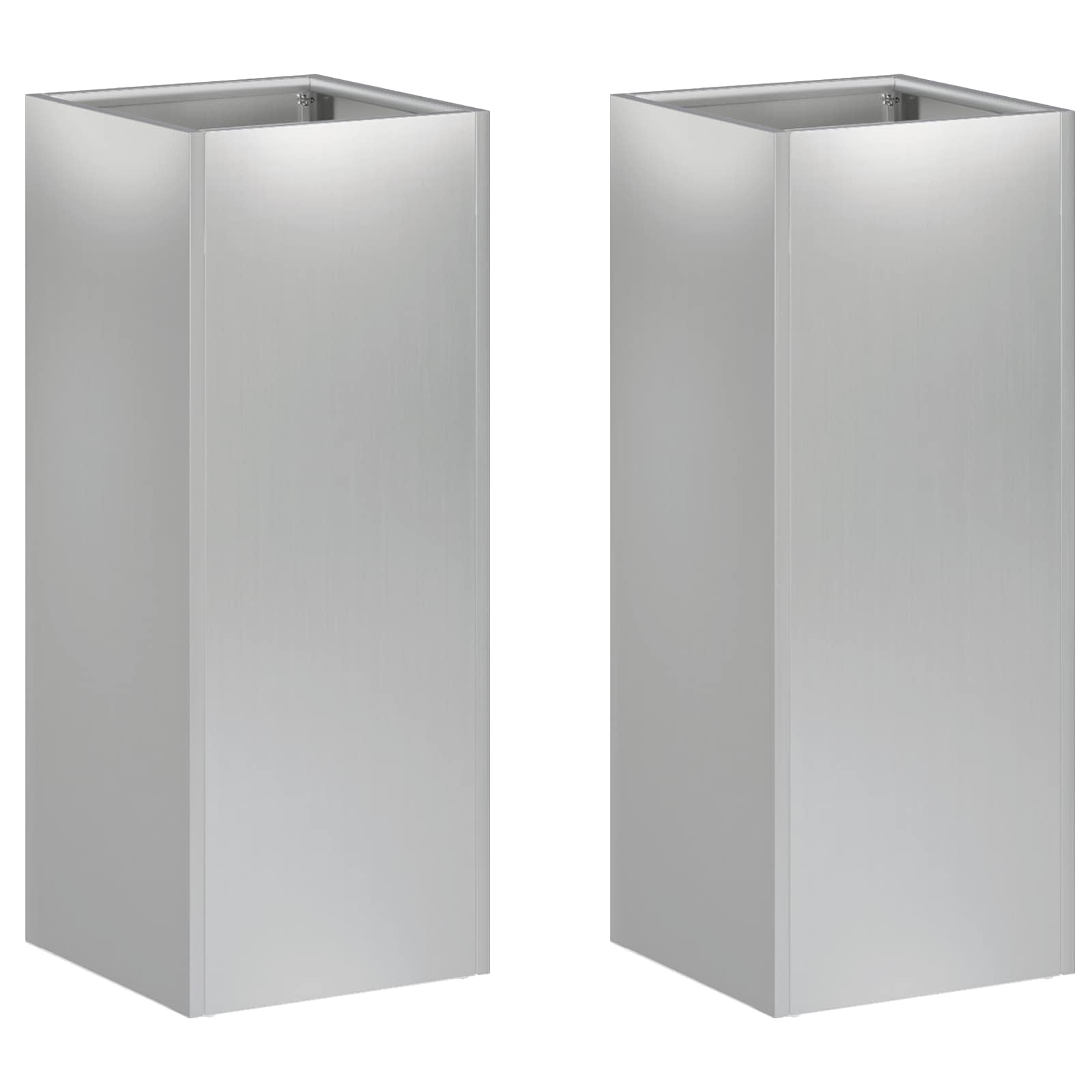 Vaso da giardino 2 pz Argento 20 x 20 x 40 cm Acciaio zincato