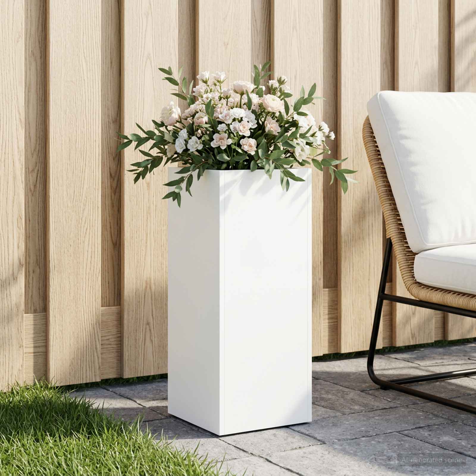 Vaso da giardino Bianco 20 x 20 x 50 cm