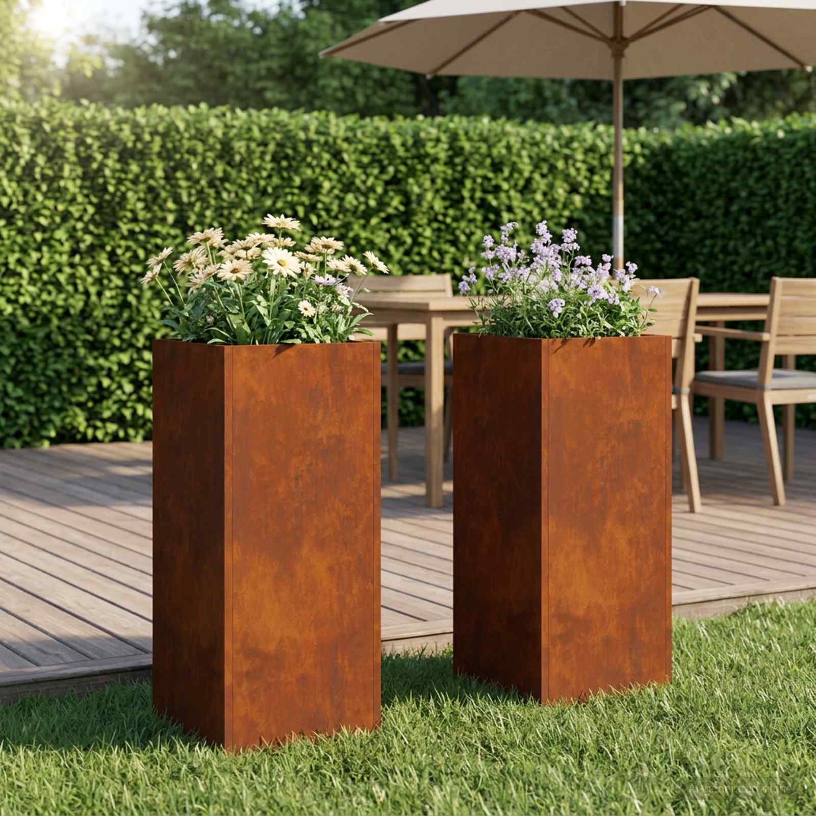 Vaso da giardino 2 pz Ruggine 20 x 20 x 50 cm Acciaio Corten