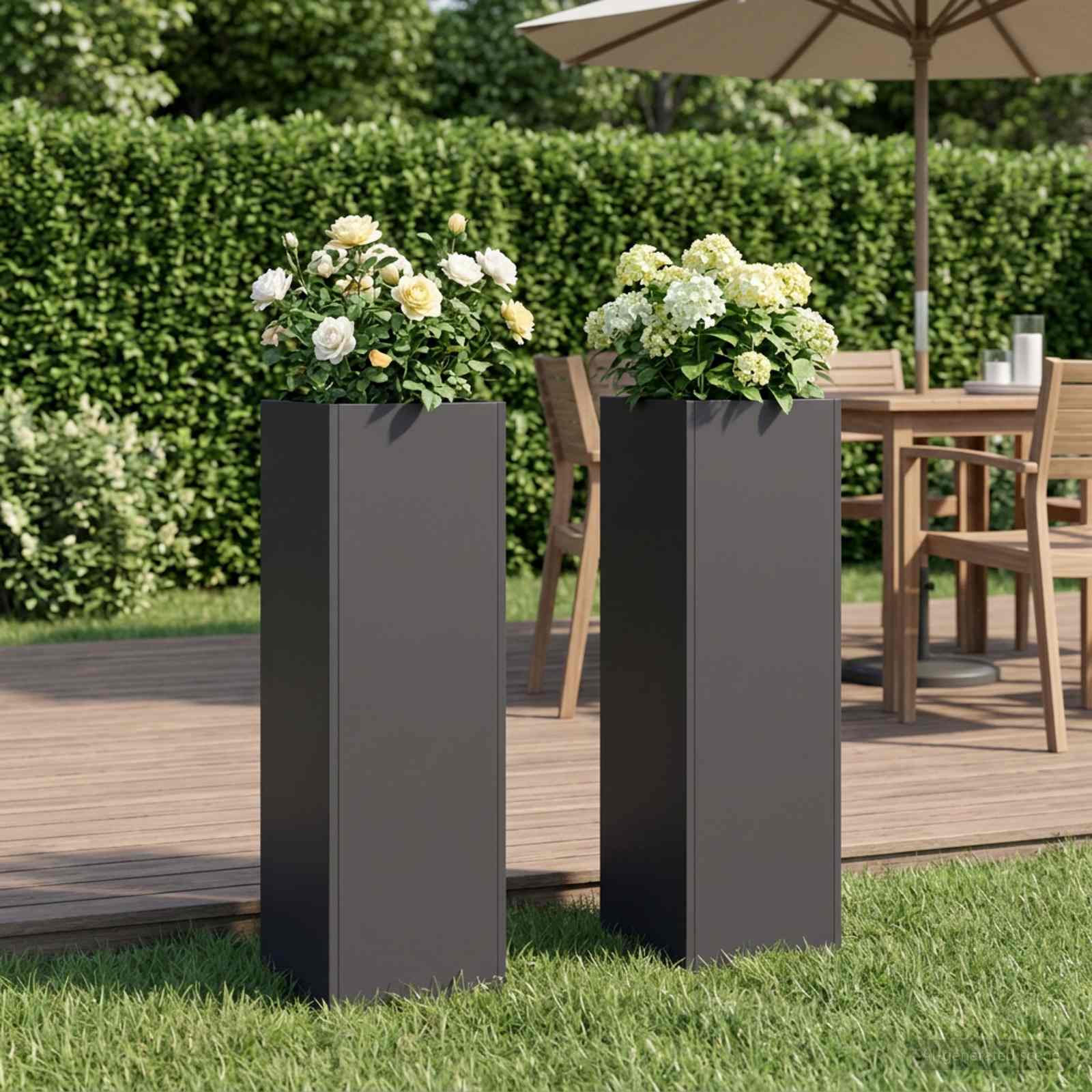 Vaso da giardino 2 pz Nero 20 x 20 x 75 cm