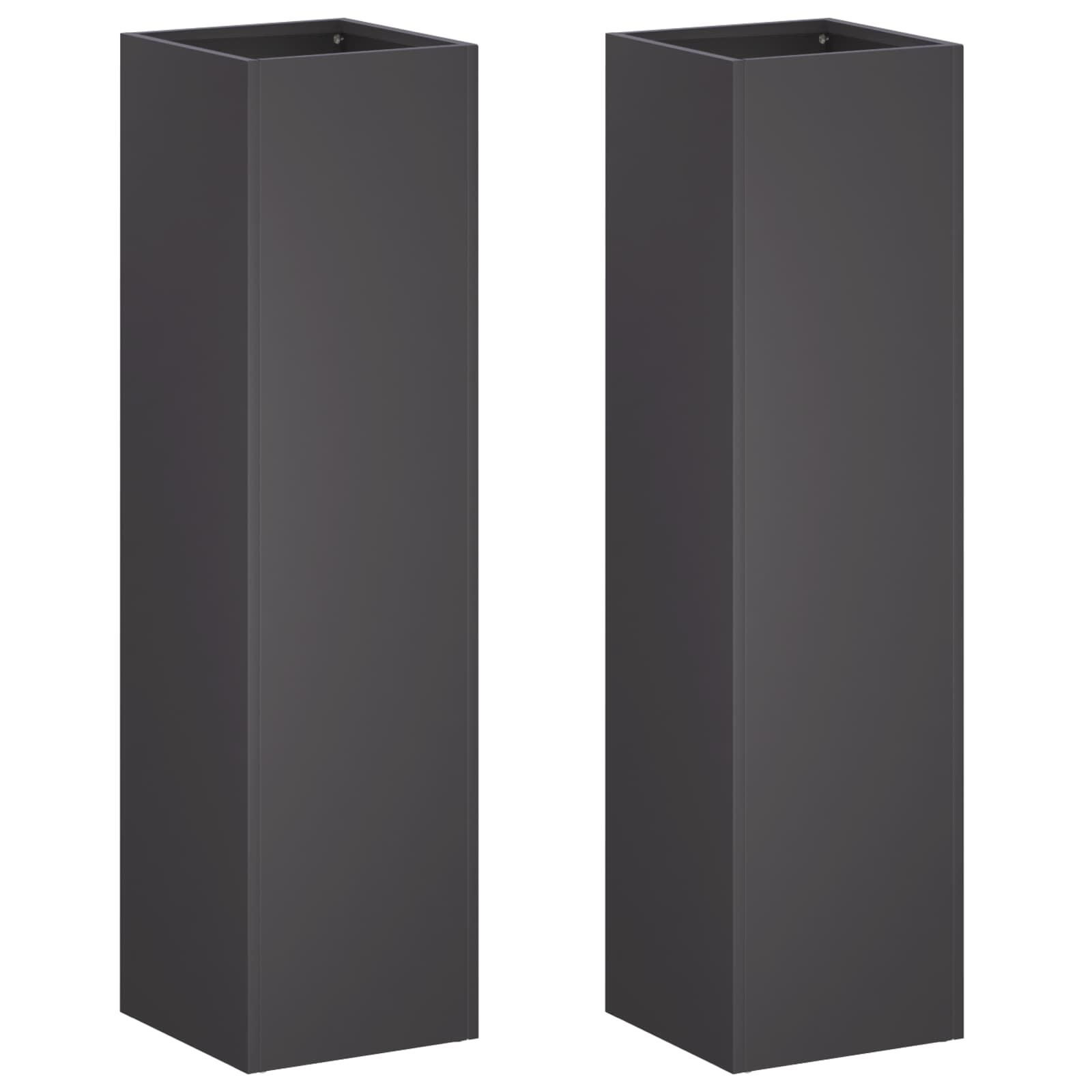 Vaso da giardino 2 pz Nero 20 x 20 x 75 cm