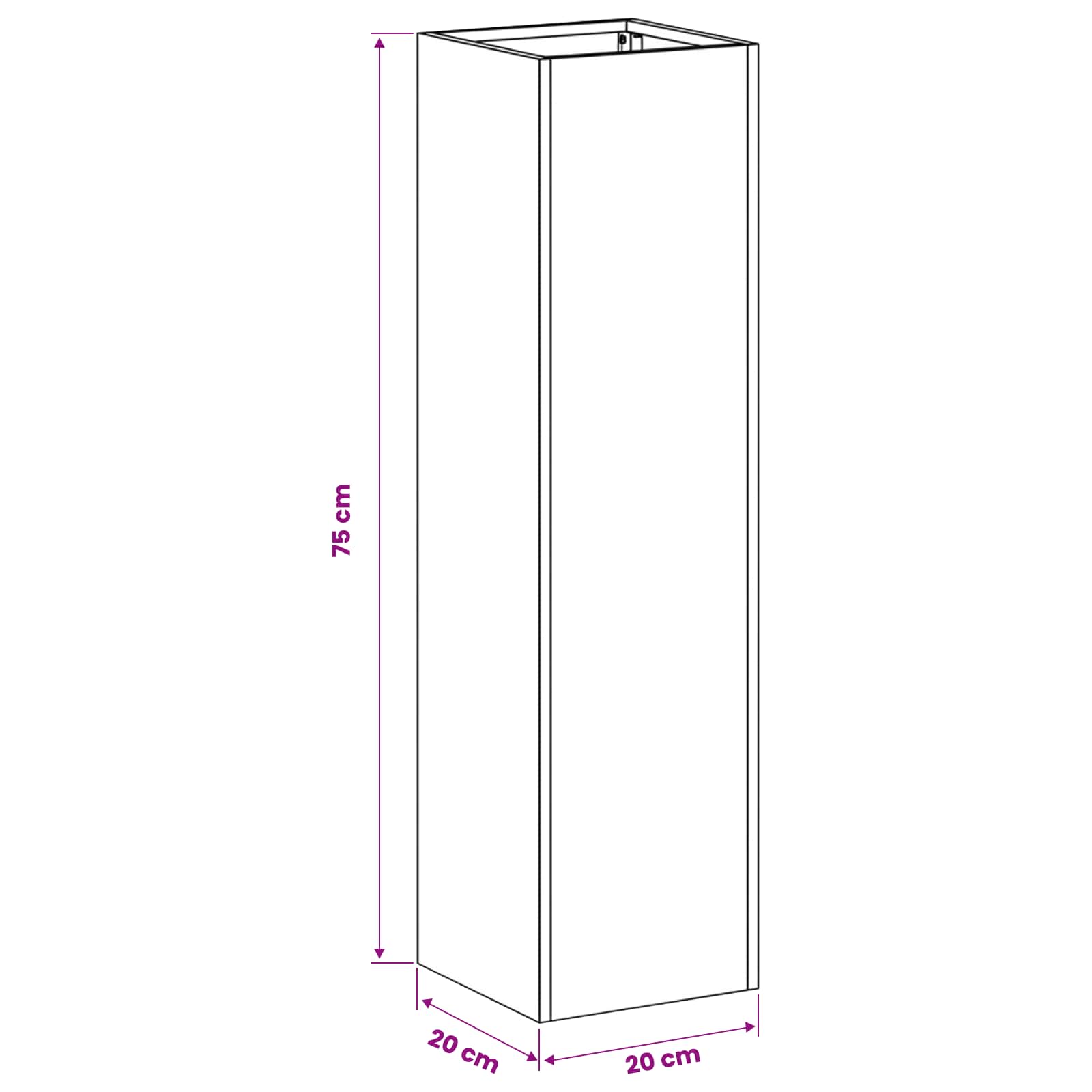 Vaso da giardino Bianco 20 x 20 x 75 cm