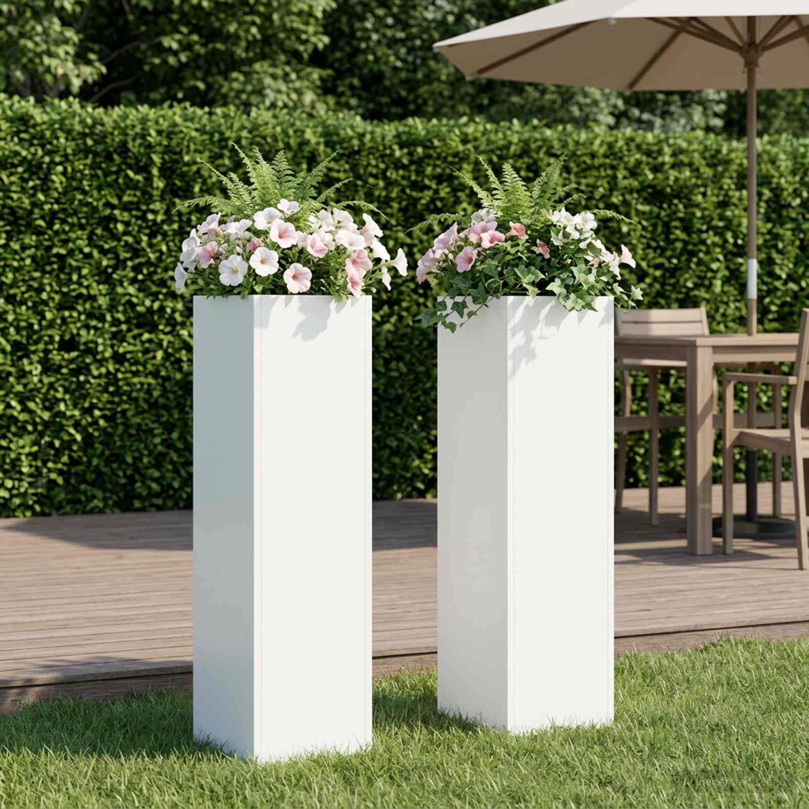 Vaso da giardino 2 pz Bianco 20 x 20 x 75 cm