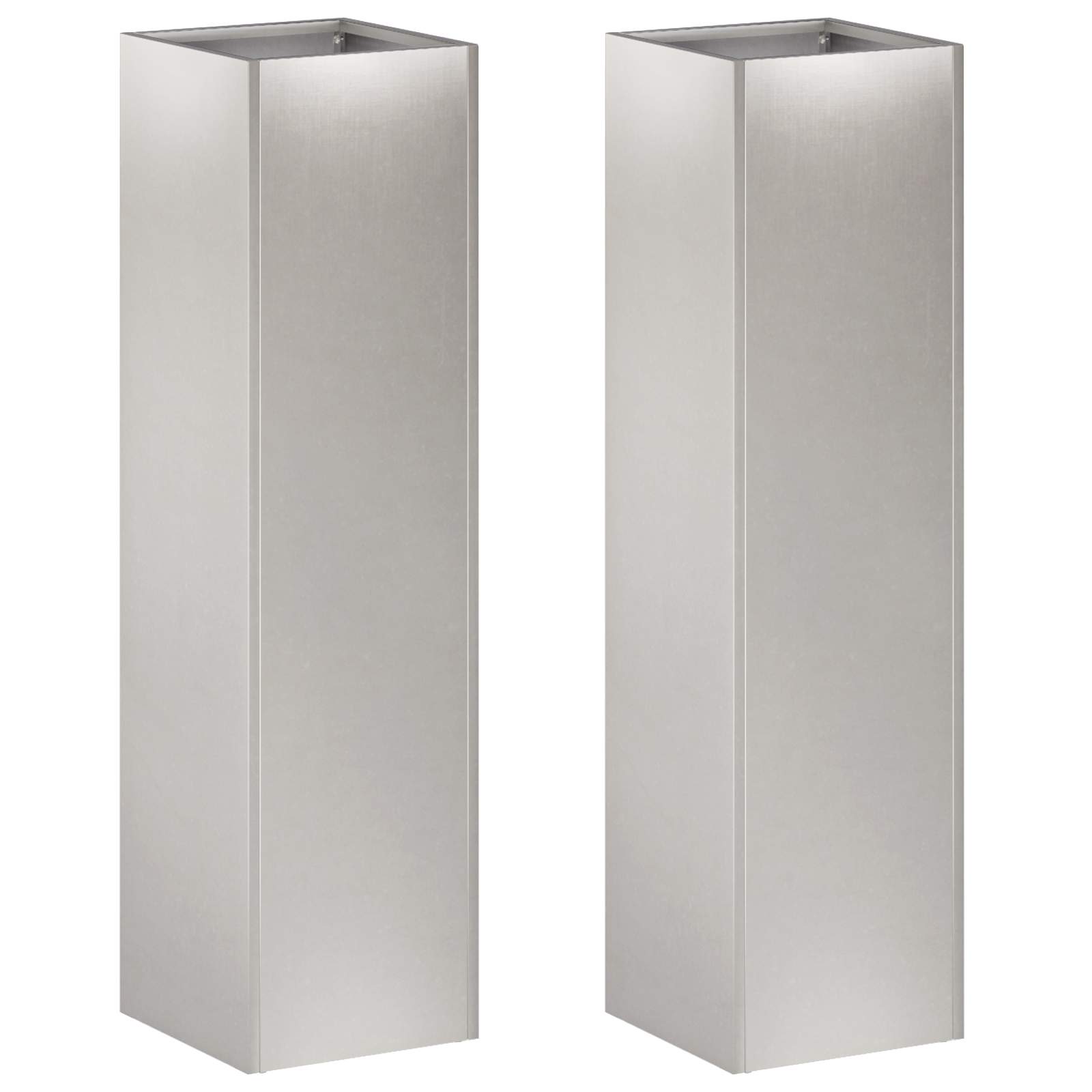 Vaso da giardino 2 pz Argento 20 x 20 x 75 cm Acciaio Inox
