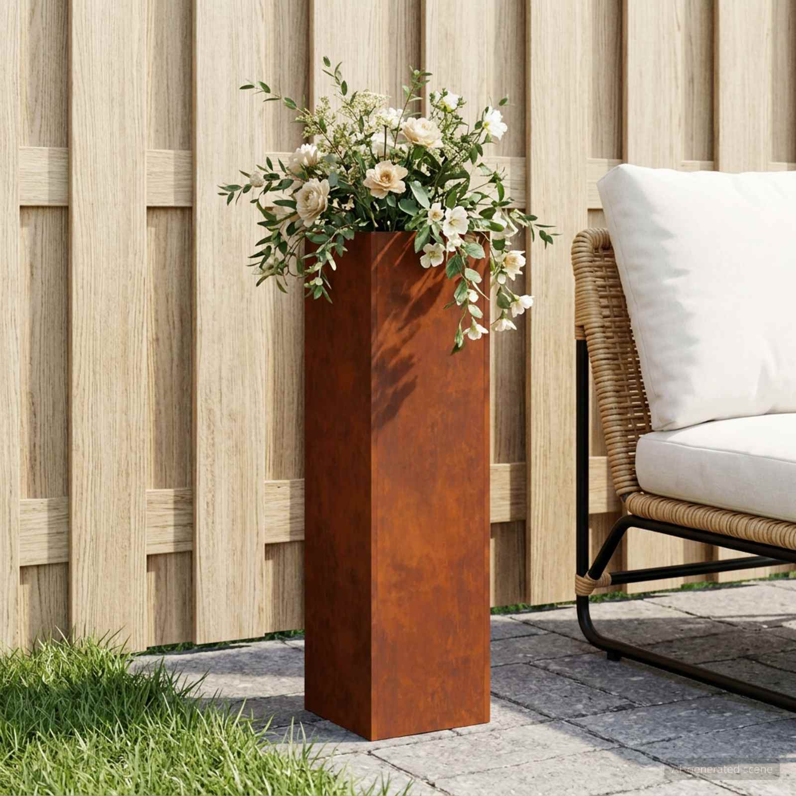 Vaso da giardino Ruggine 20 x 20 x 75 cm Acciaio Corten