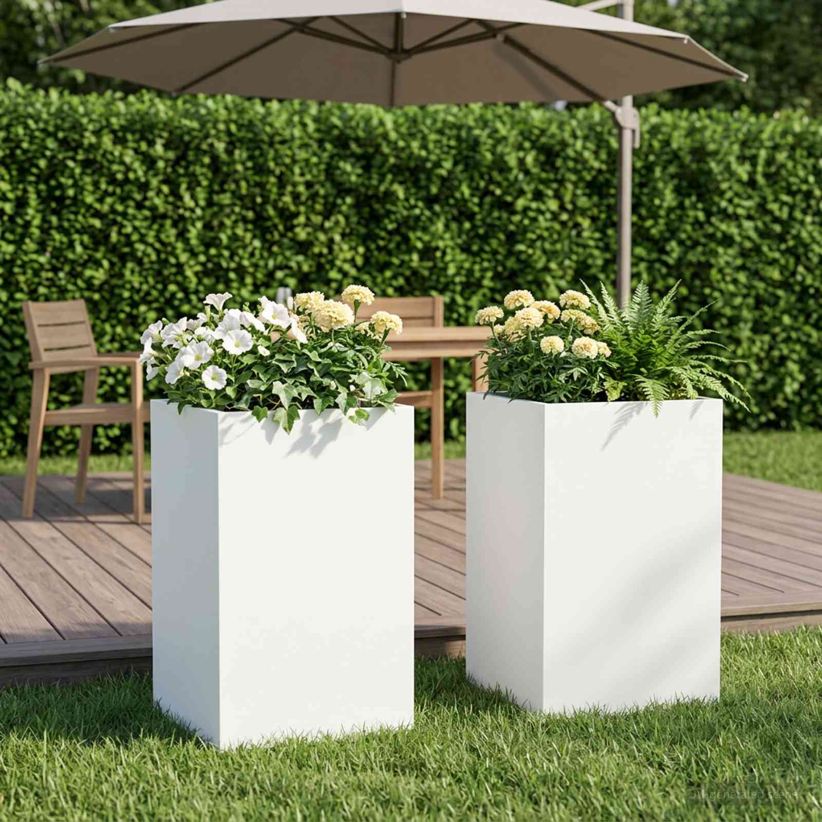 Vaso da giardino 2 pz Bianco 30 x 30 x 40 cm