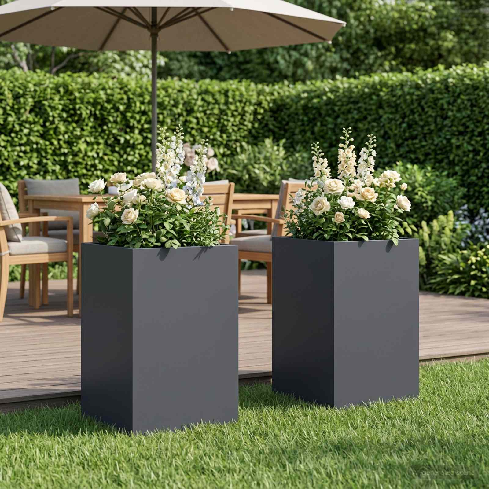 Vaso da giardino 2 pz Antracite 30 x 30 x 40 cm