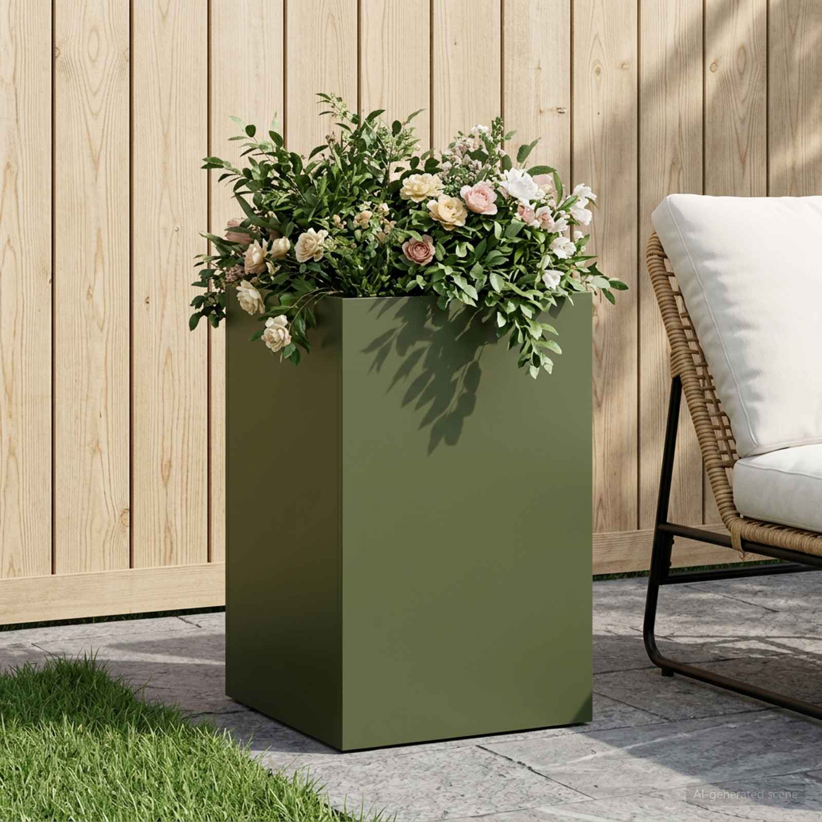 Vaso da giardino Verde Oliva 30 x 30 x 40 cm