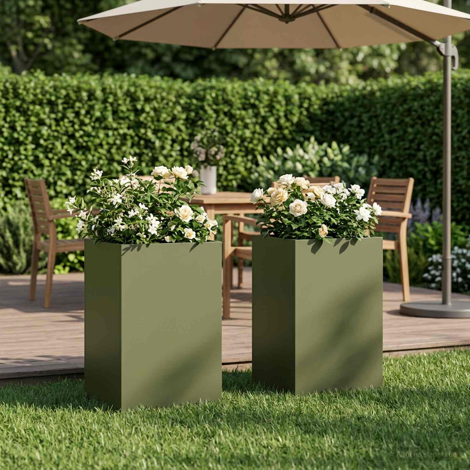 Vaso da giardino 2 pz Verde Oliva 30 x 30 x 40 cm