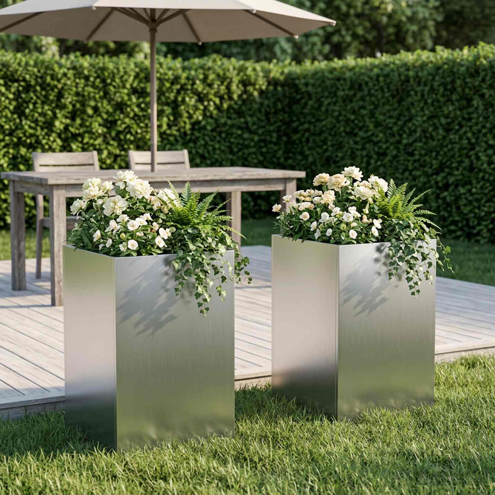 Vaso da giardino 2 pz Argento 30 x 30 x 40 cm Acciaio zincato