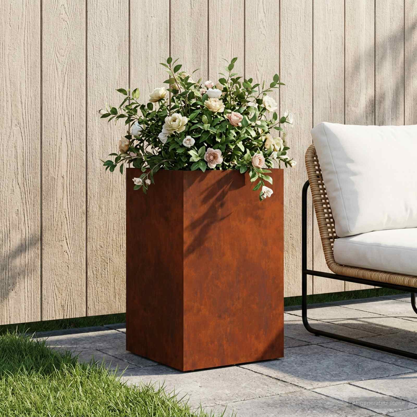 Vaso da giardino Ruggine 30 x 30 x 40 cm Acciaio Corten