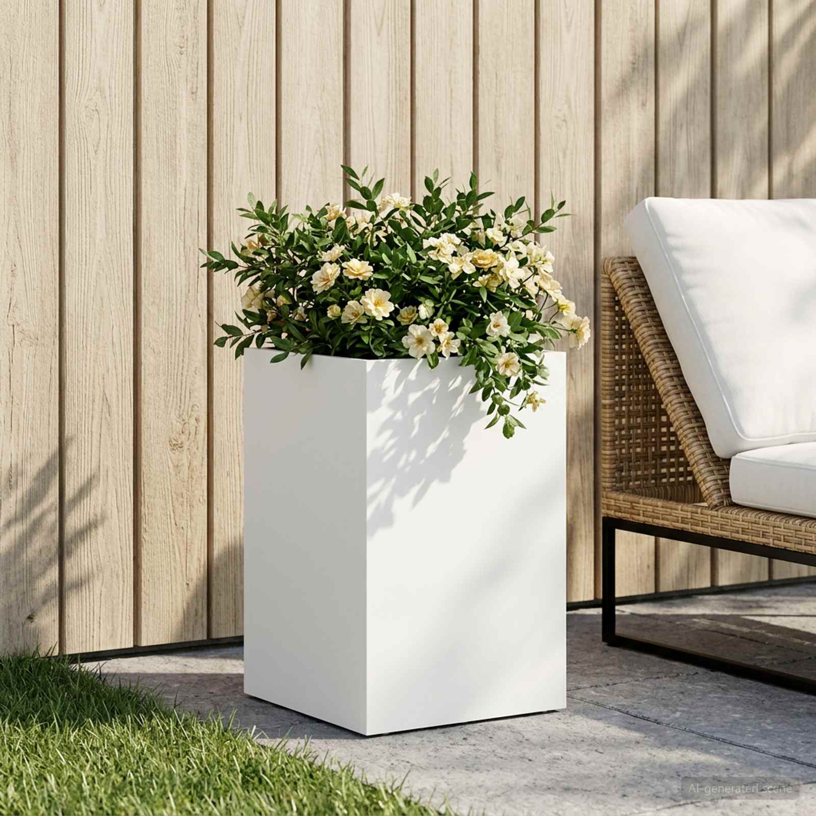 Vaso da giardino Bianco 30 x 30 x 50 cm