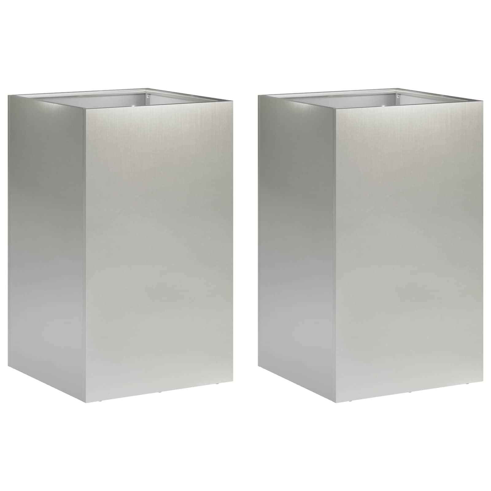 Vaso da giardino 2 pz Argento 30 x 30 x 50 cm Acciaio Inox