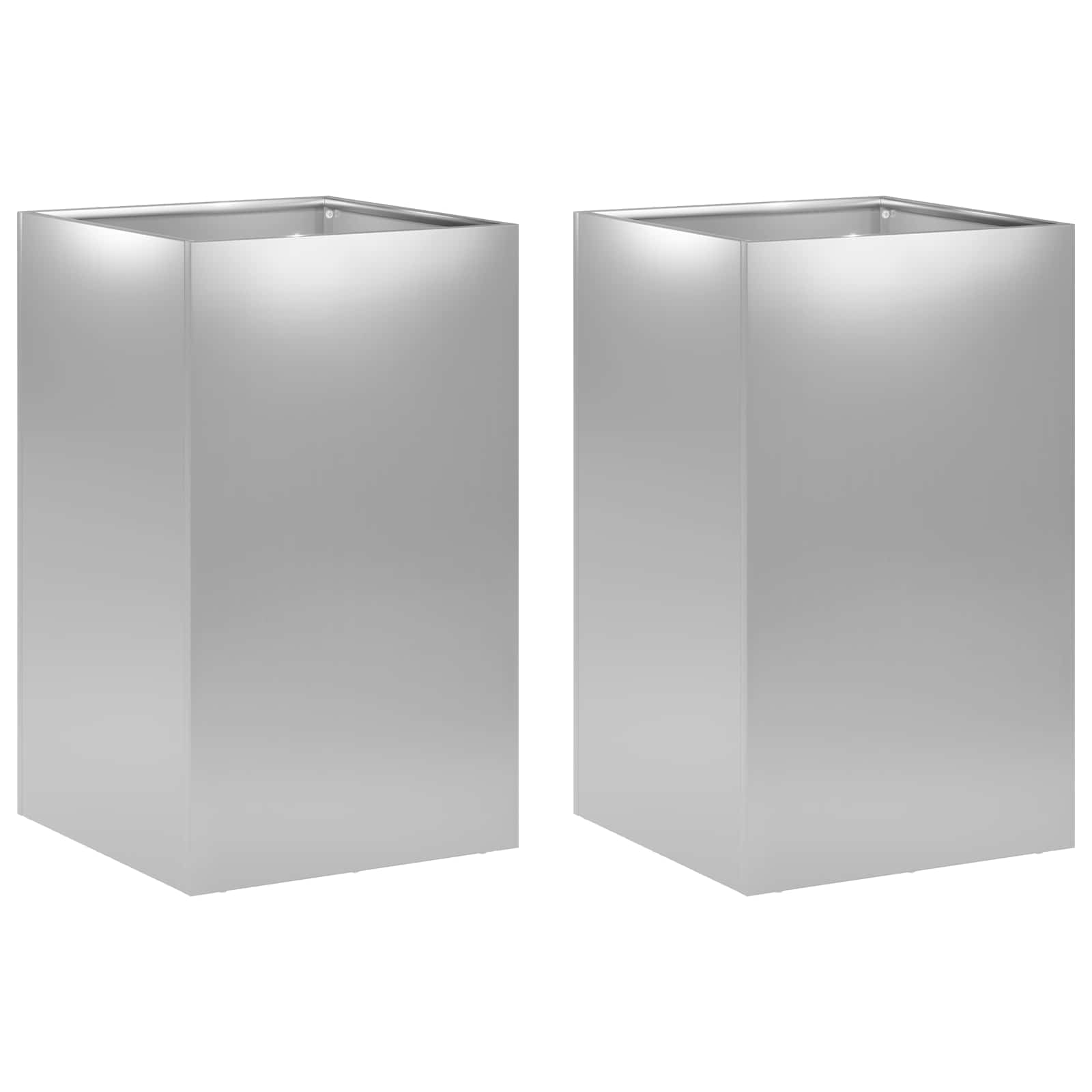 Vaso da giardino 2 pz Argento 30 x 30 x 50 cm Acciaio zincato