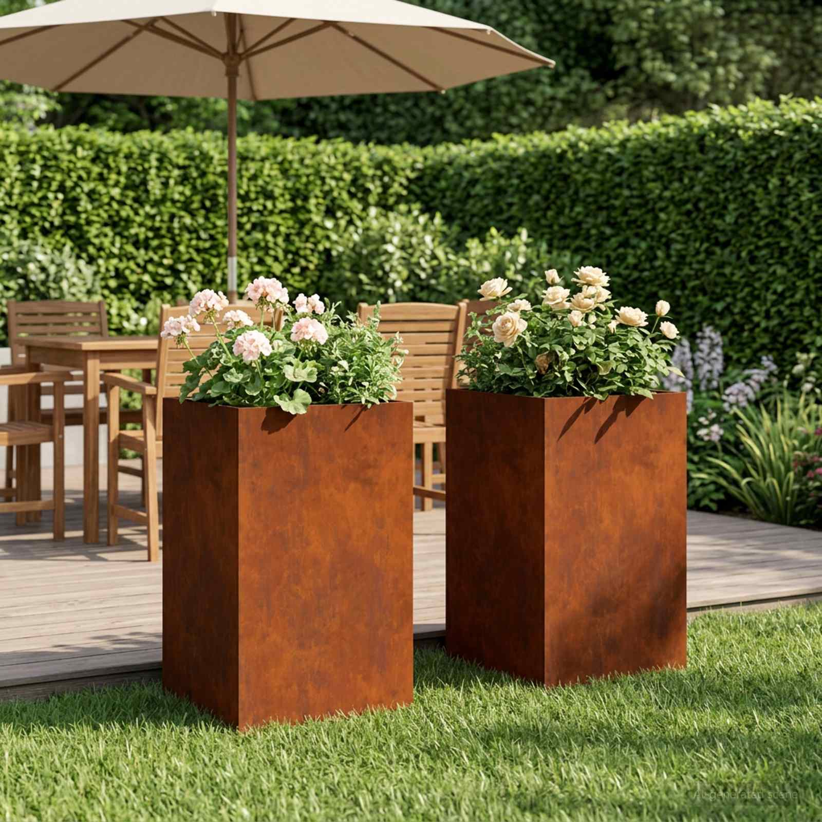 Vaso da giardino 2 pz Ruggine 30 x 30 x 50 cm Acciaio Corten