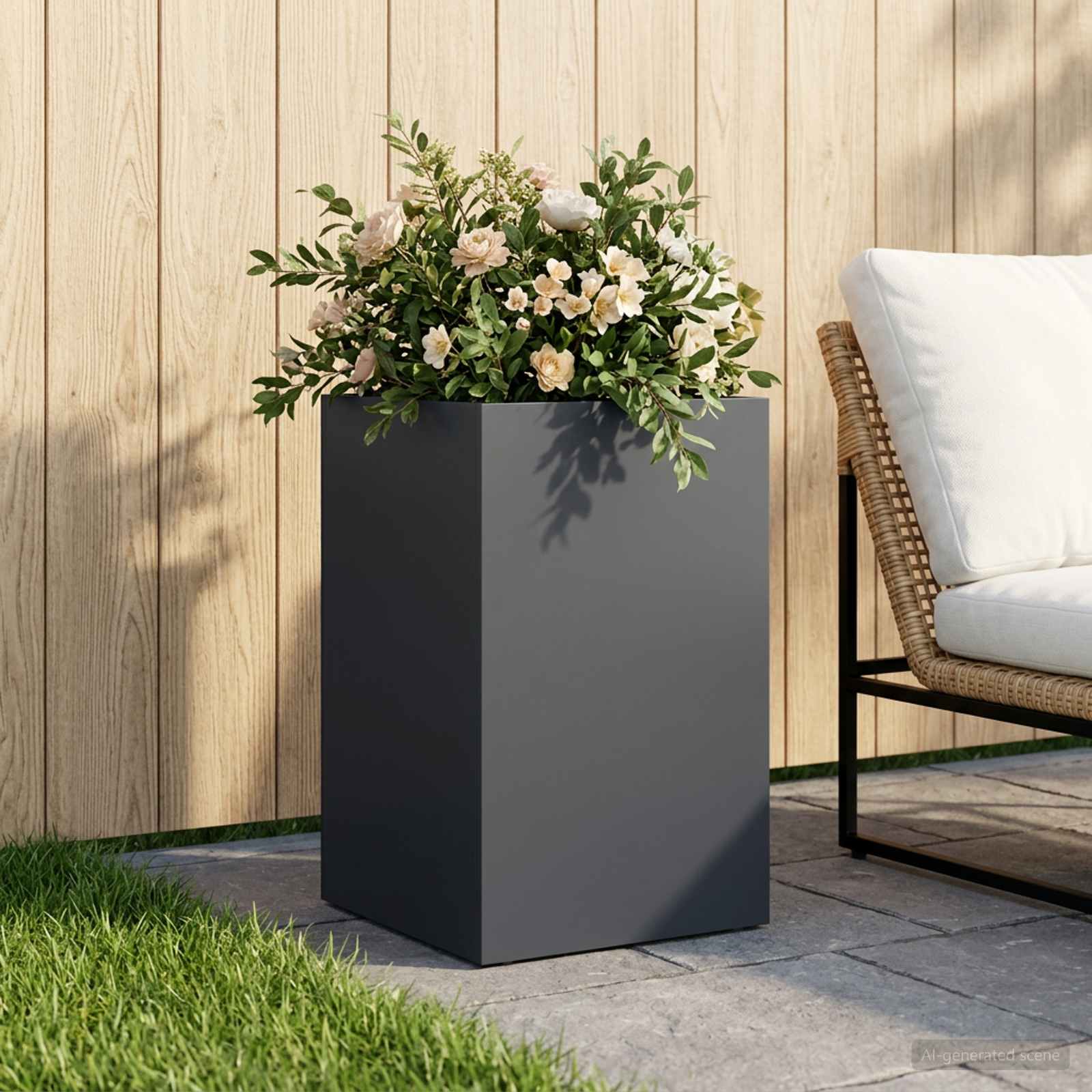 Vaso da giardino Antracite 40 x 40 x 50 cm