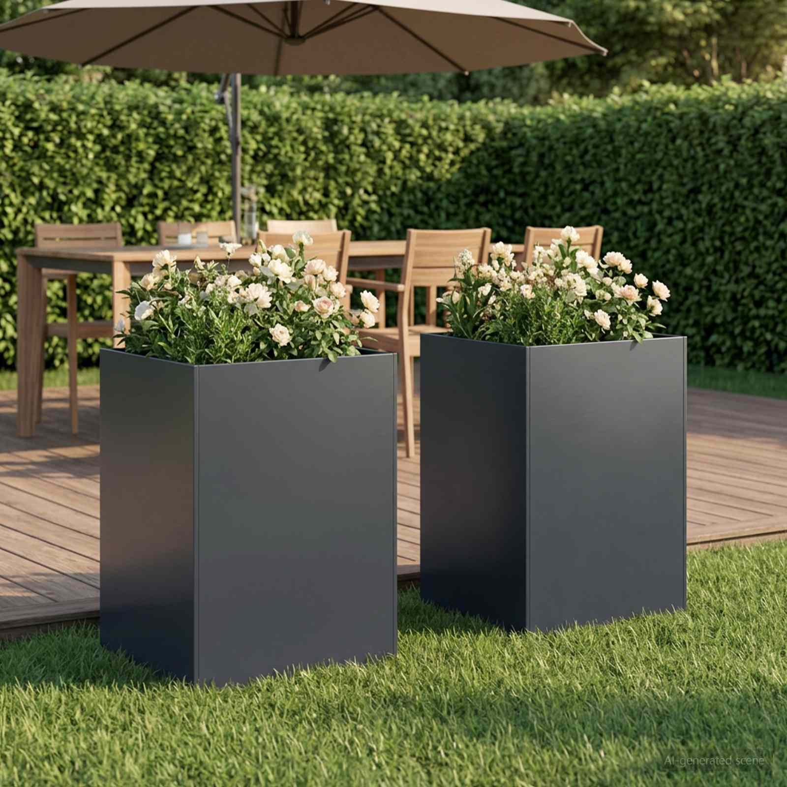 Vaso da giardino 2 pz Antracite 40 x 40 x 75 cm