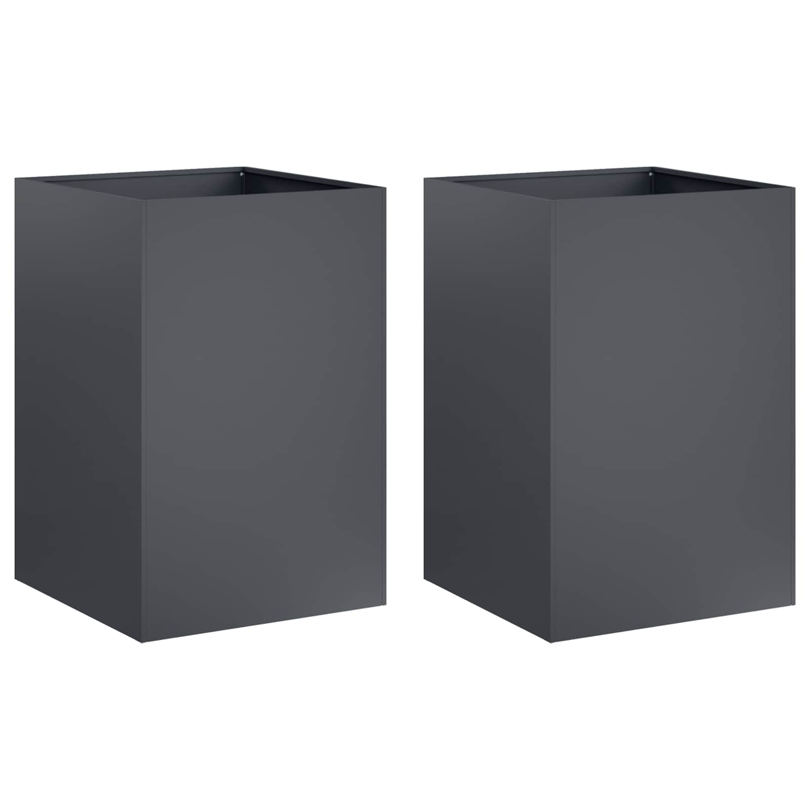 Vaso da giardino 2 pz Antracite 40 x 40 x 75 cm