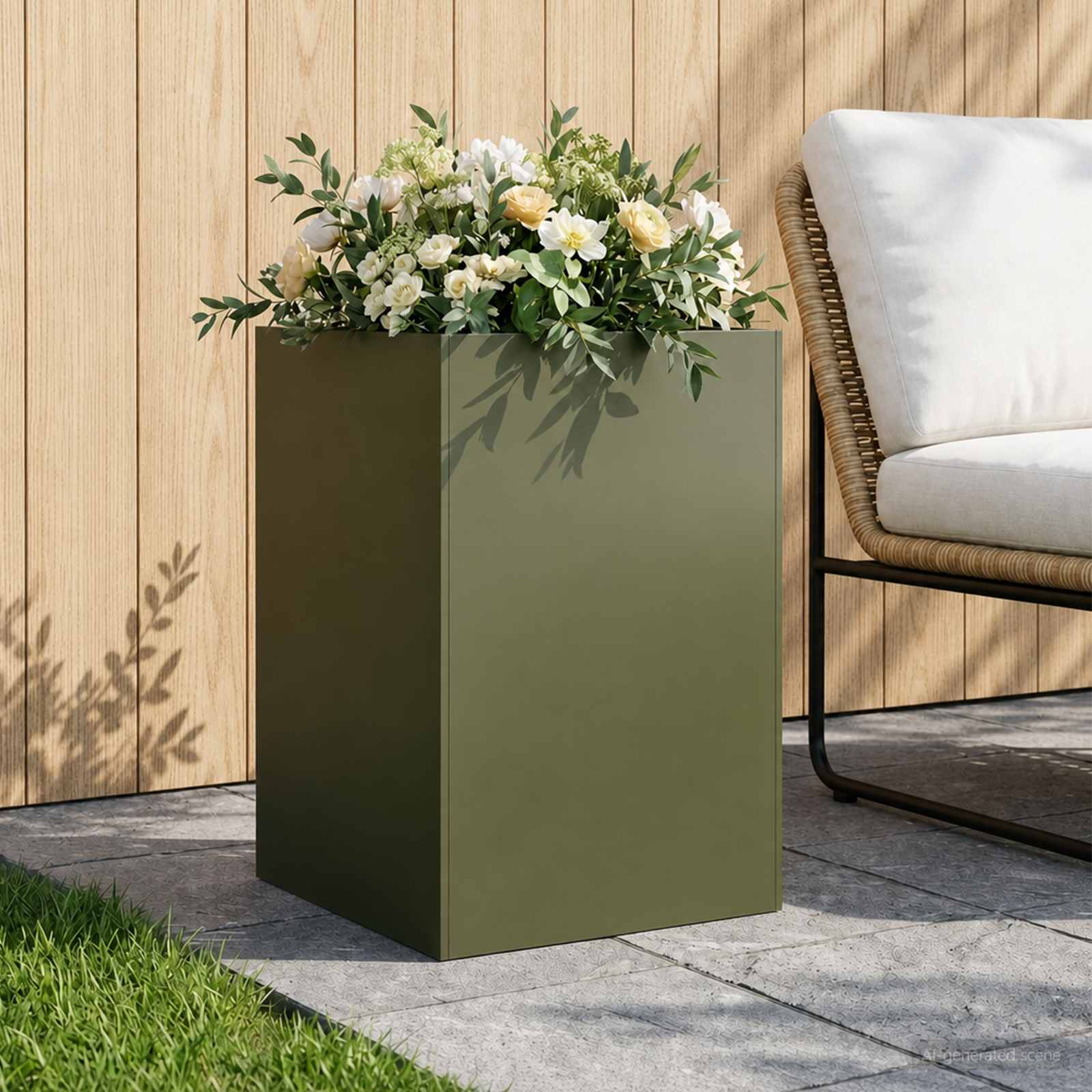 Vaso da giardino Verde Oliva 40 x 40 x 75 cm