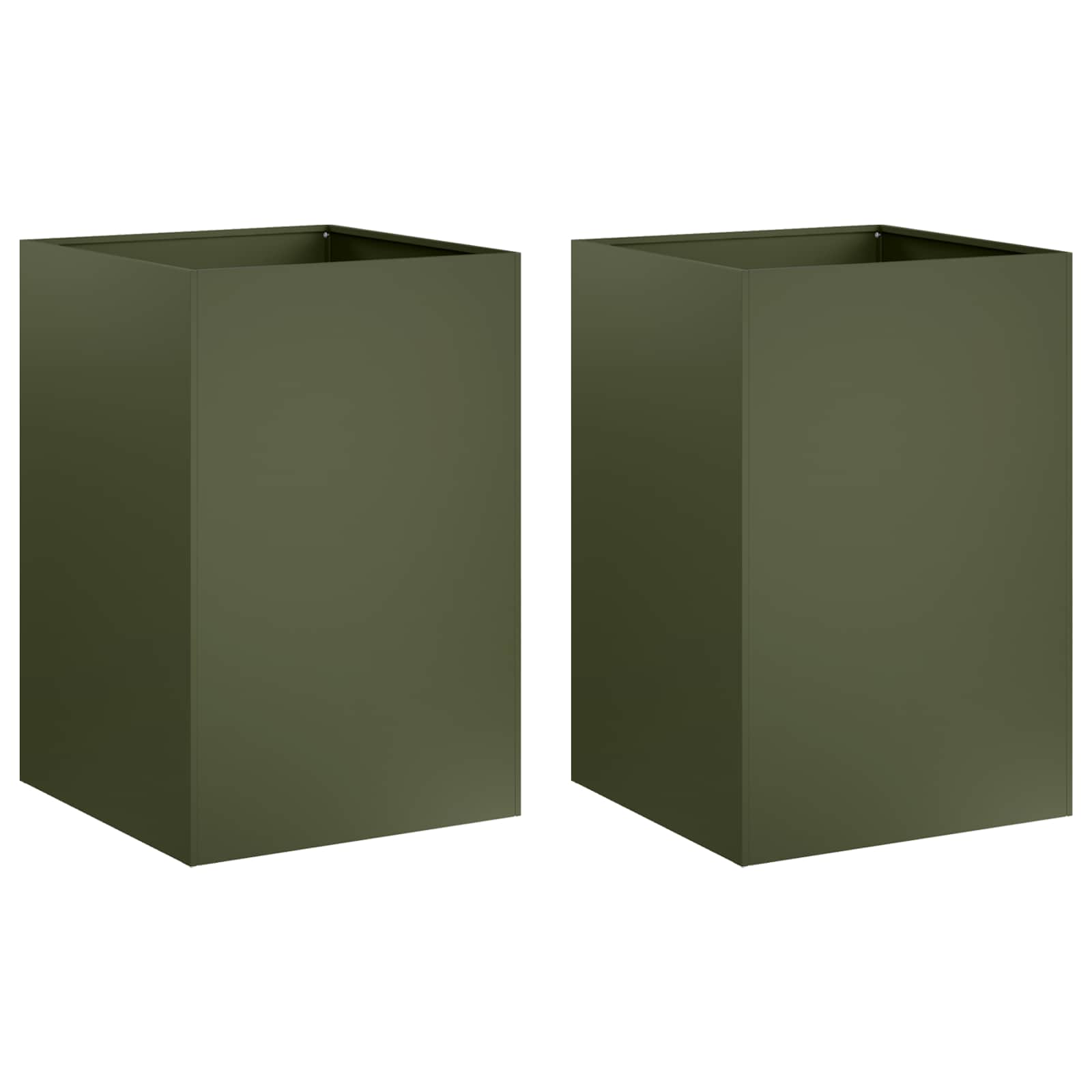 Vaso da giardino 2 pz Verde Oliva 40 x 40 x 75 cm