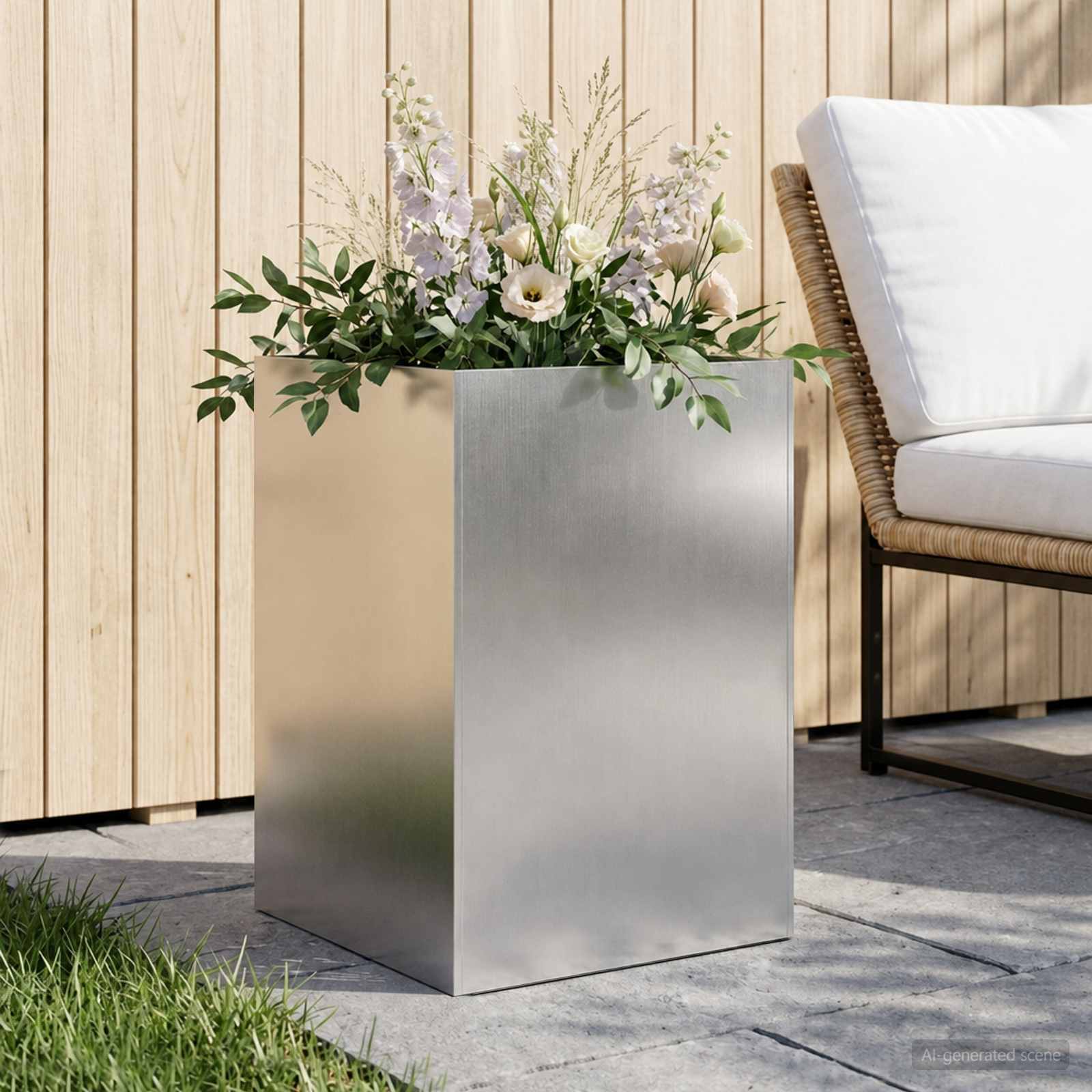 Vaso da giardino Argento 40 x 40 x 75 cm Acciaio Inox