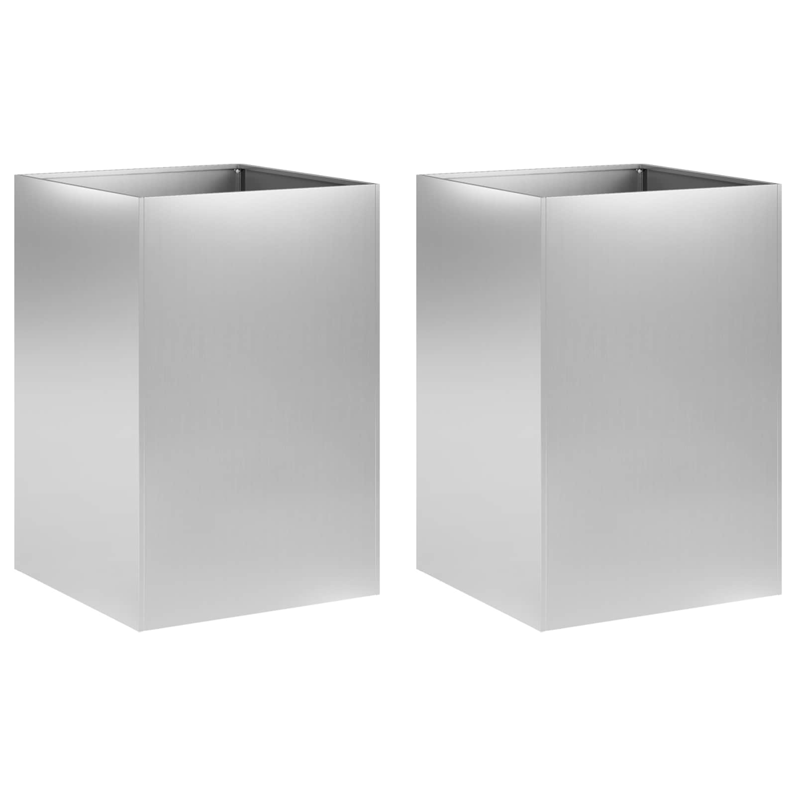 Vaso da giardino 2 pz Argento 40 x 40 x 75 cm Acciaio zincato