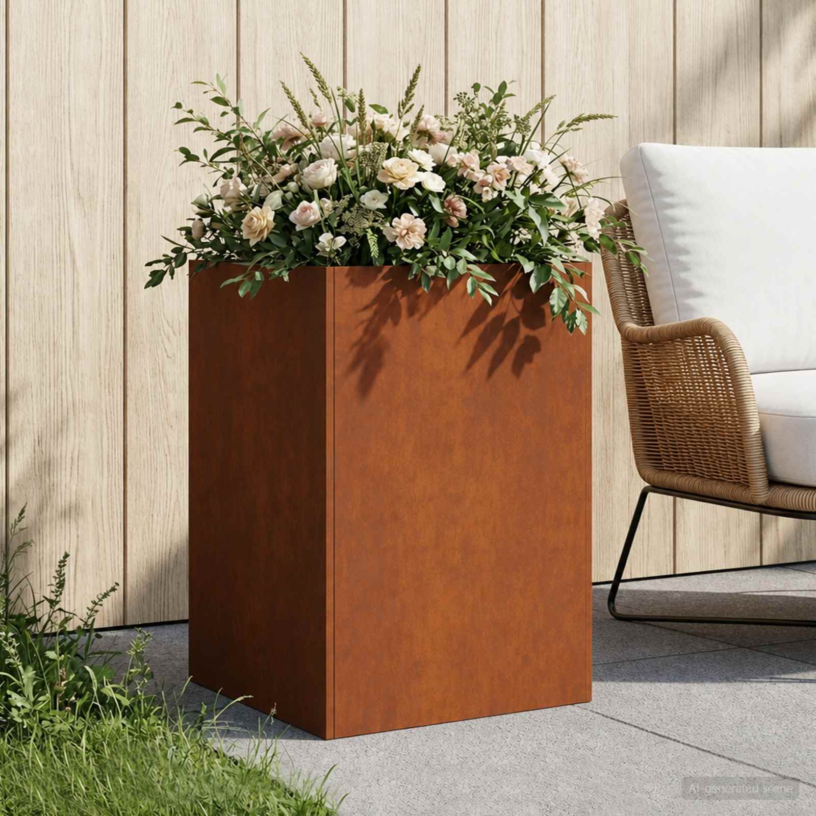 Vaso da giardino Ruggine 40 x 40 x 75 cm Acciaio Corten