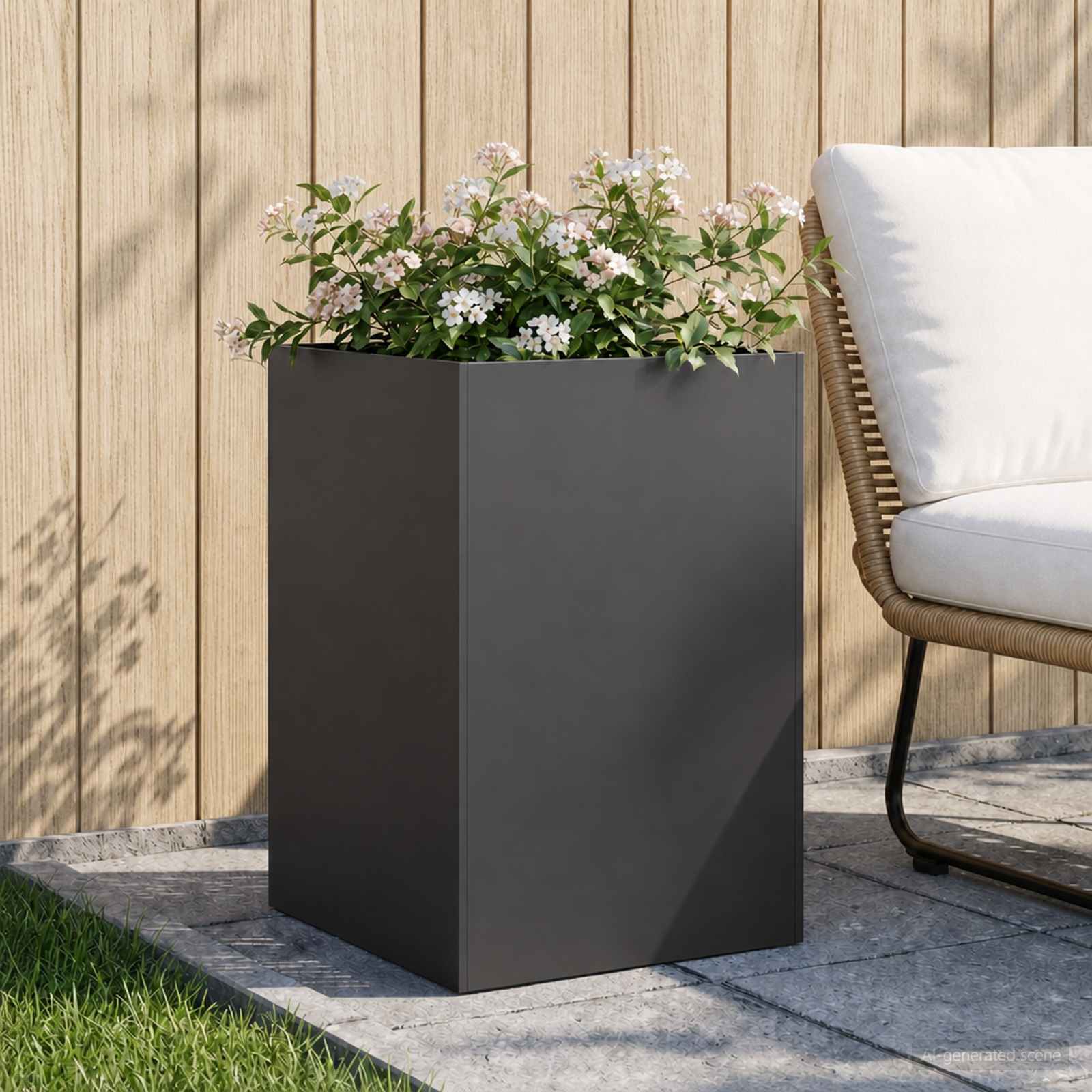 Vaso da giardino Nero 50 x 50 x 75 cm Acciaio laminato a freddo