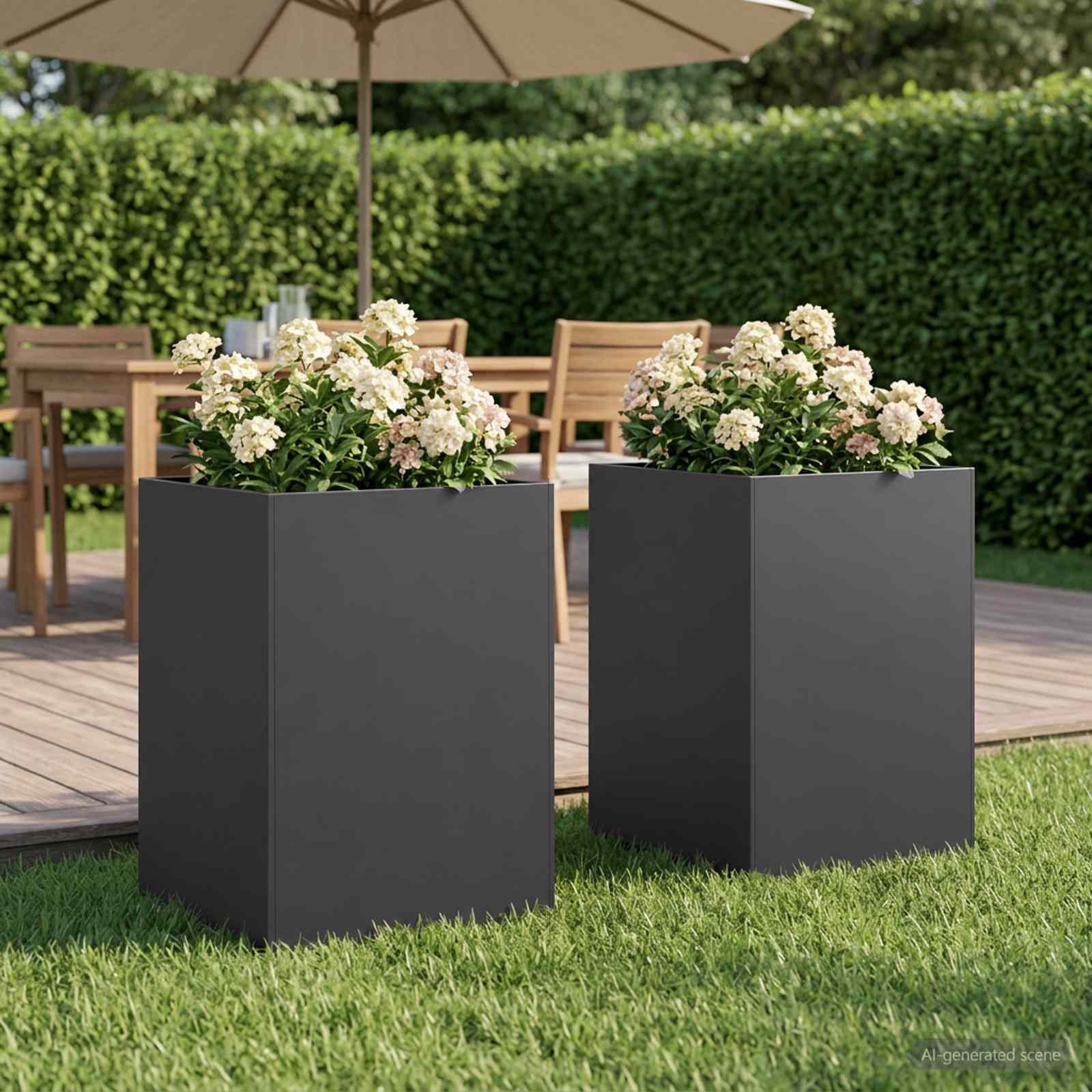 Vaso da giardino 2 pz Nero 50 x 50 x 75 cm