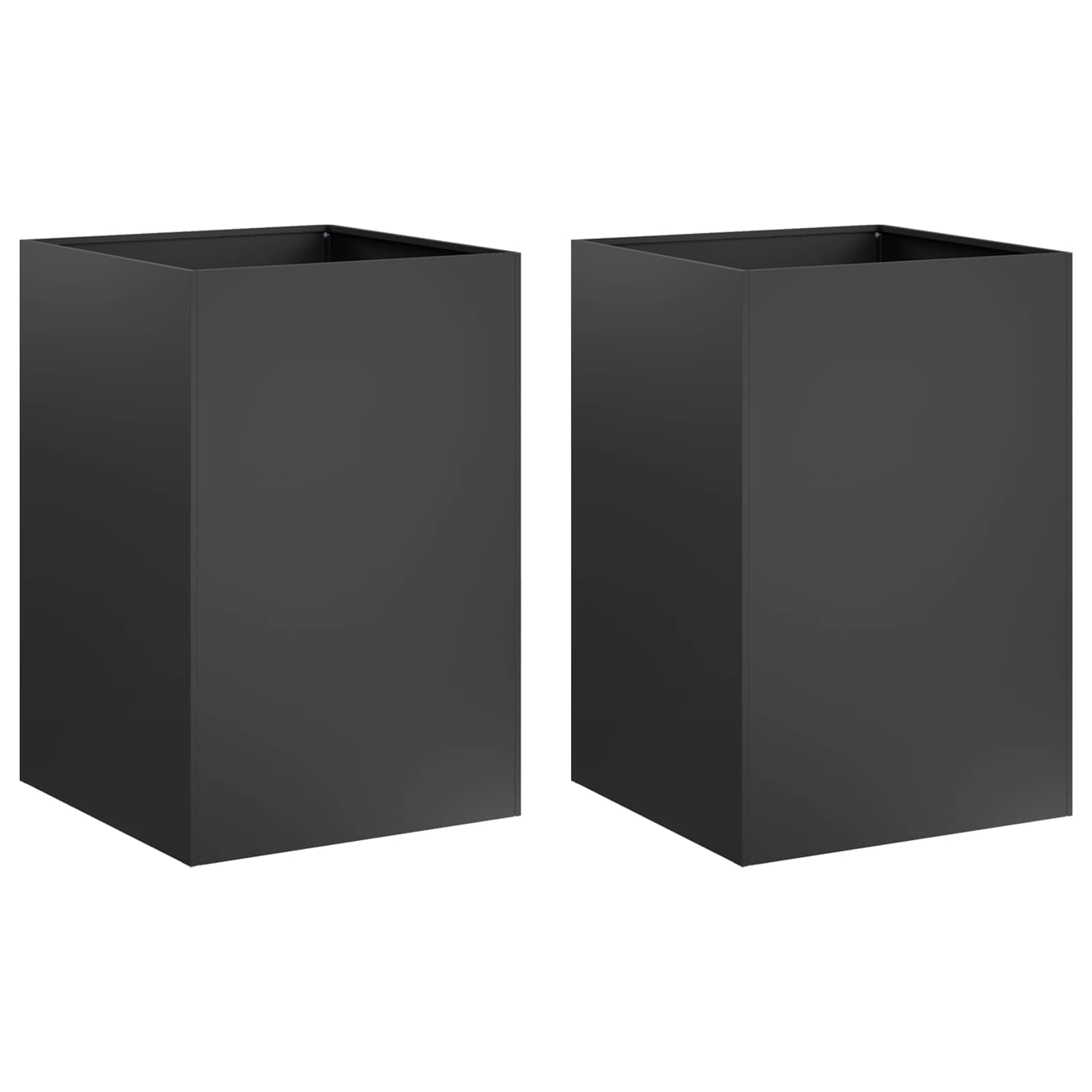Vaso da giardino 2 pz Nero 50 x 50 x 75 cm